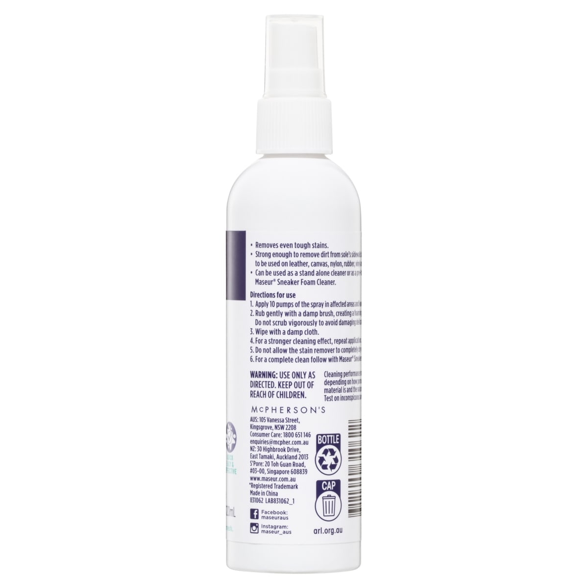 Maseur Footcare Sneaker Stain Remover 120ml Kmart