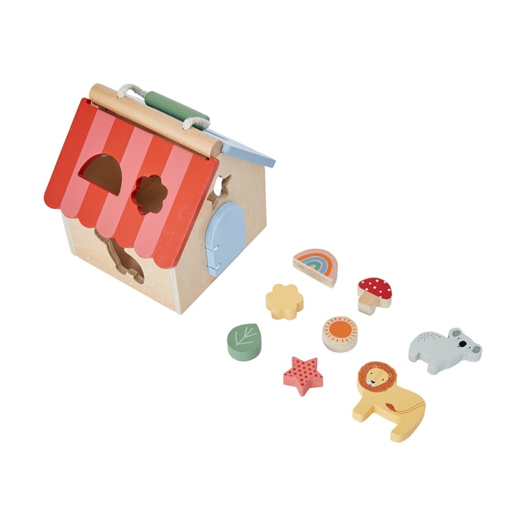 9 Piece Wooden Shape Sorter House Kmart