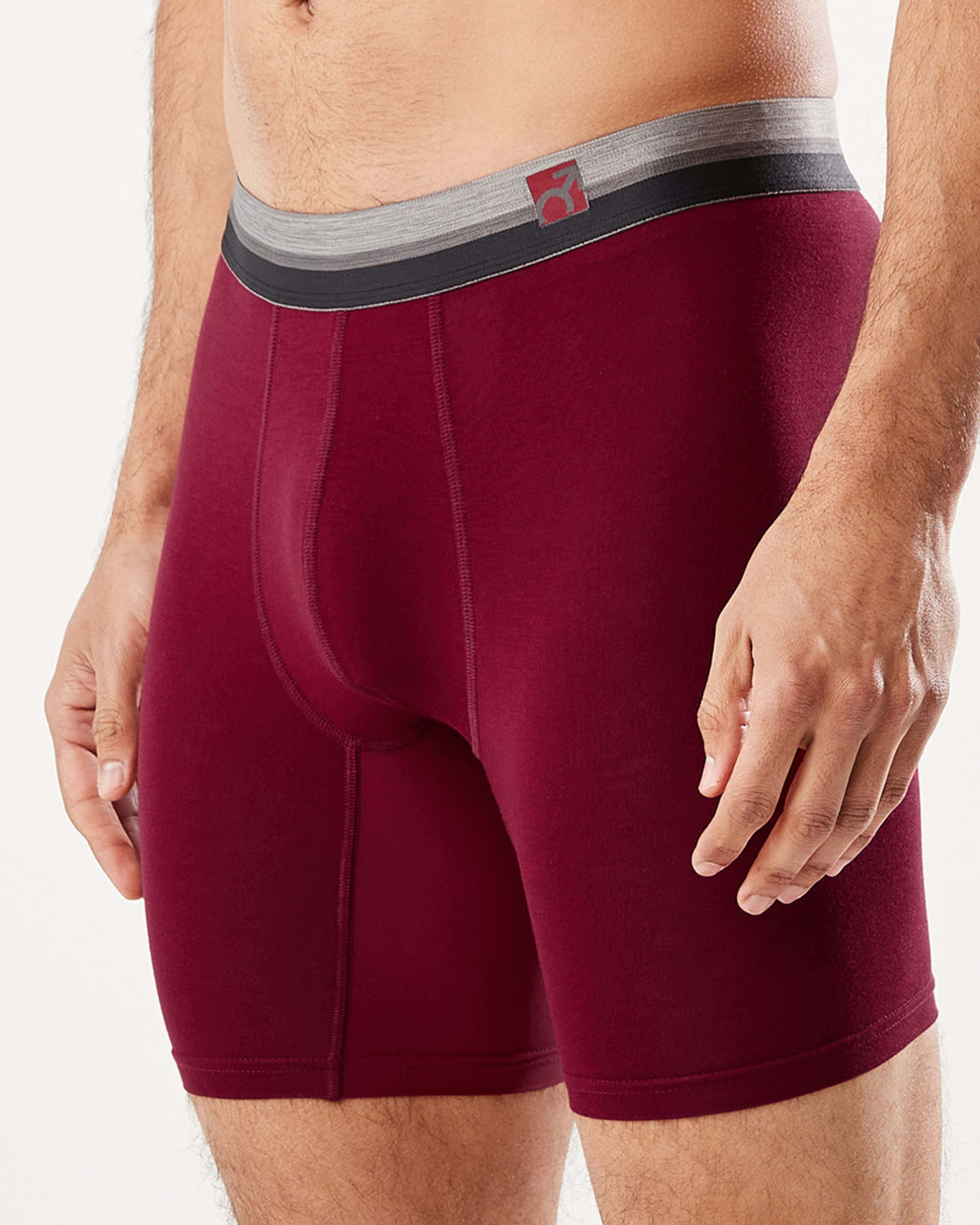 2 Anti-ride Mid Length Bamboo Blend Trunks Biking Red, 2 of 7