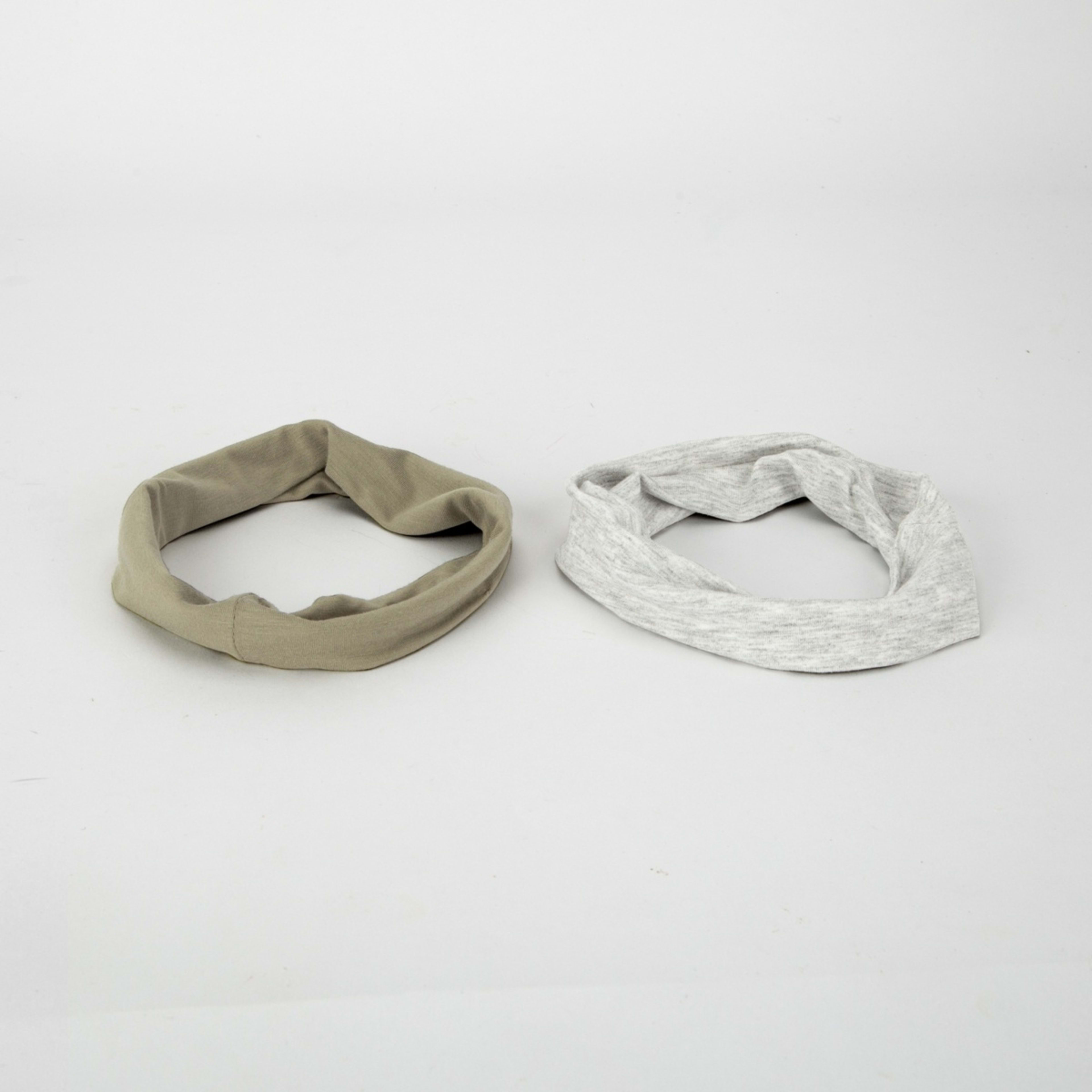 2 2 Pack Stretch Fabric Headband - Khaki and Grey, 2 of 5