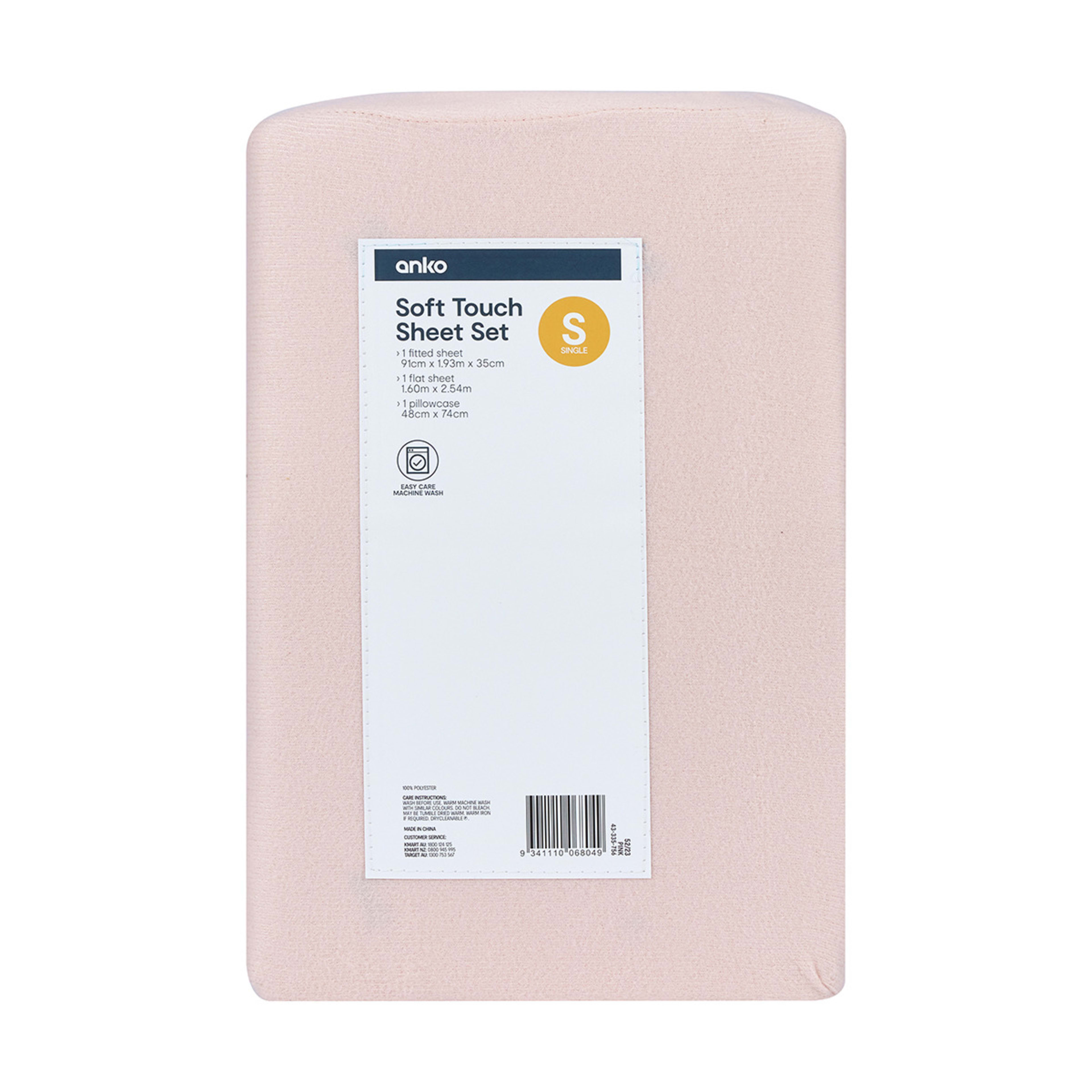 Soft Touch Sheet Set Single Bed, Pink Kmart