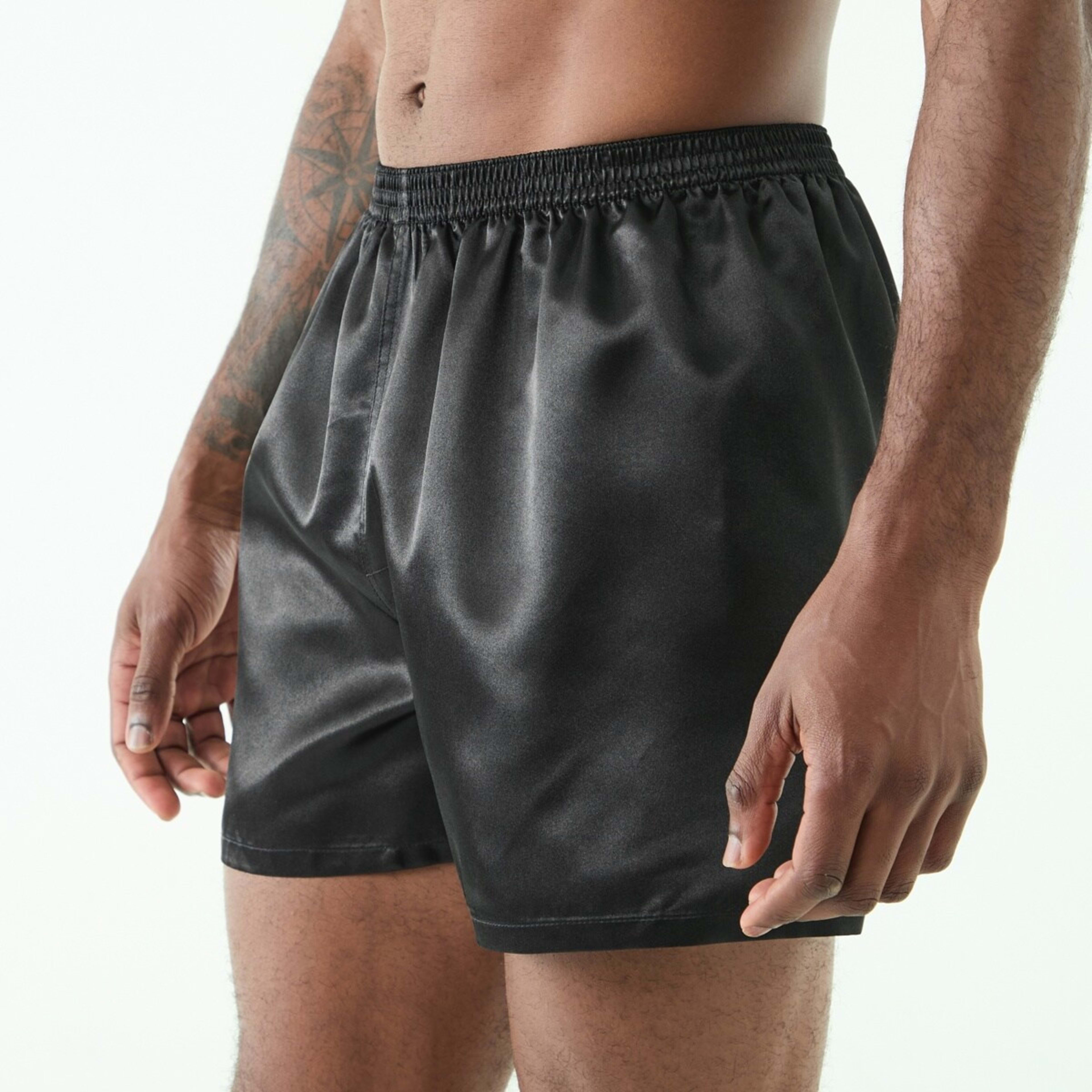 3 2 Pack Satin Boxers Black, 3 of 6