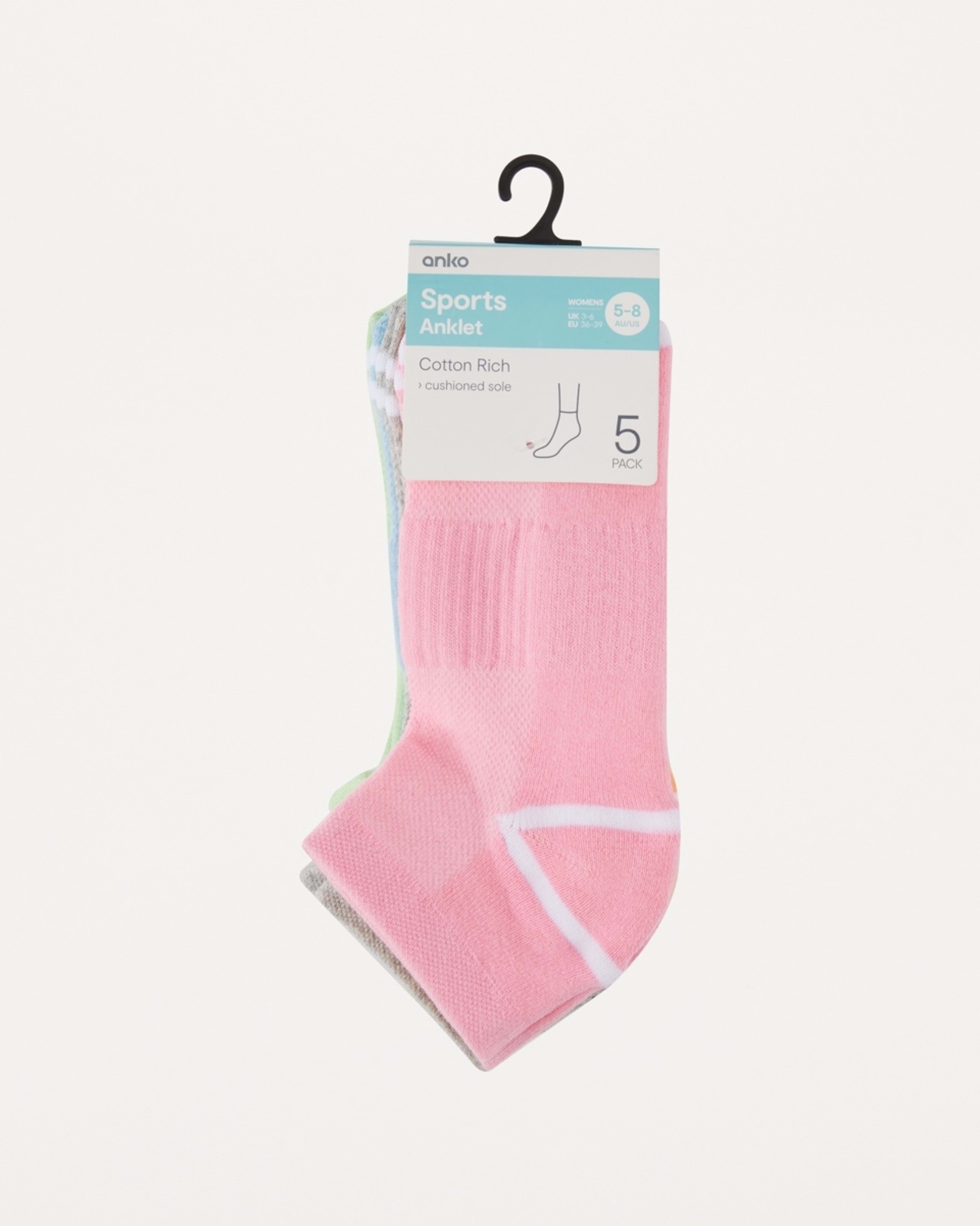 3 5 Pack Active Anklet Socks with Arch Support BRIGHTS, 3 of 3