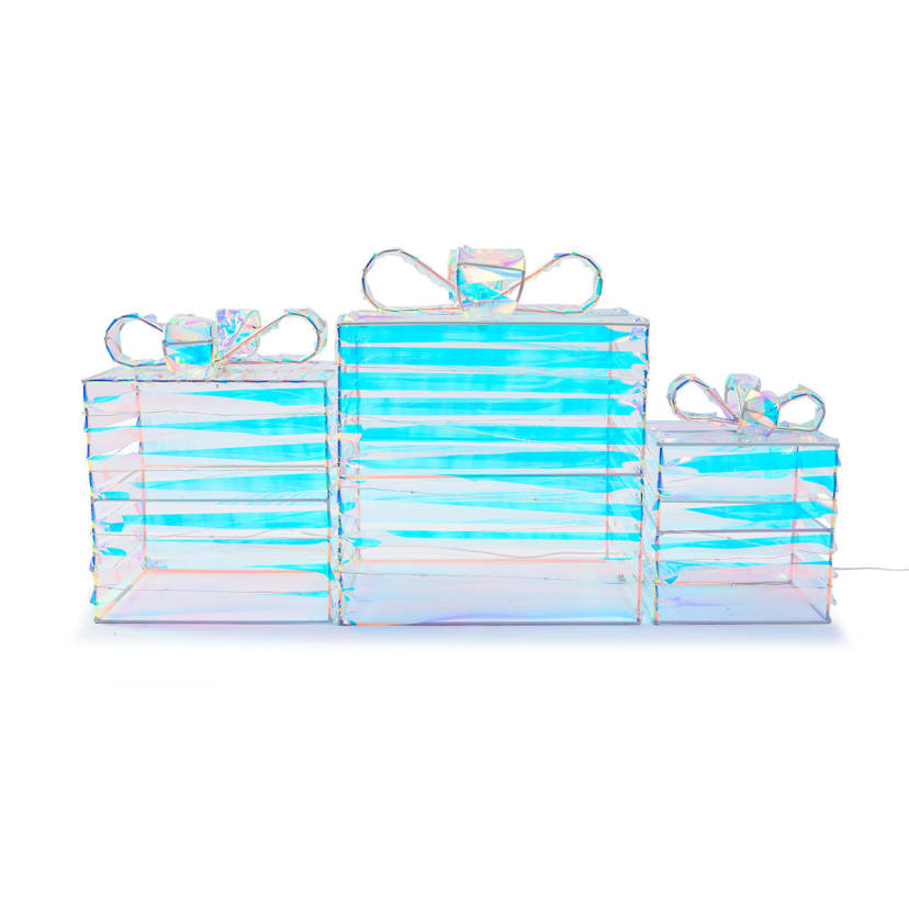 Battery Operated 3 Pack Light Up Iridescent Gift Boxes Kmart