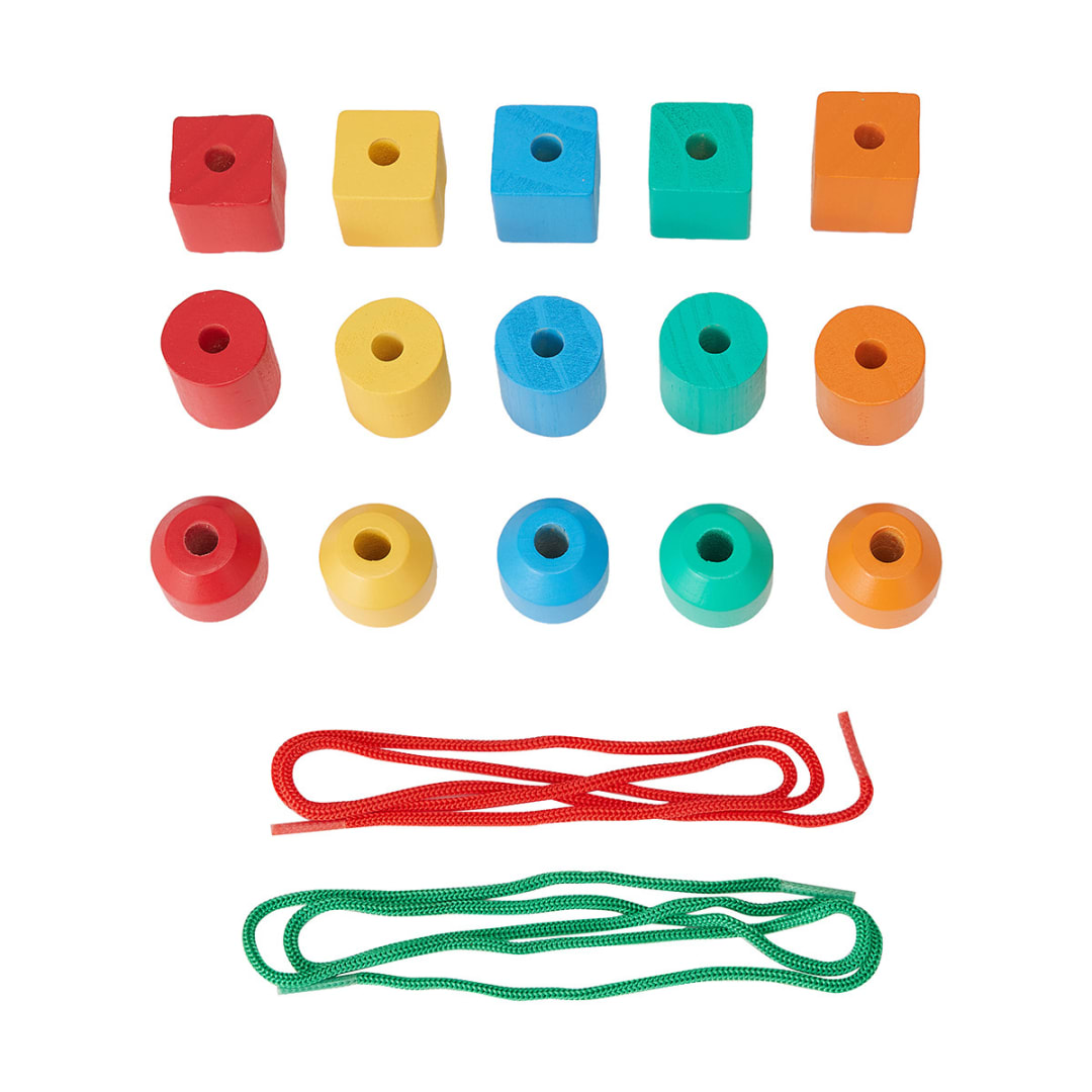 Wooden Threading Bead in Tray Kmart