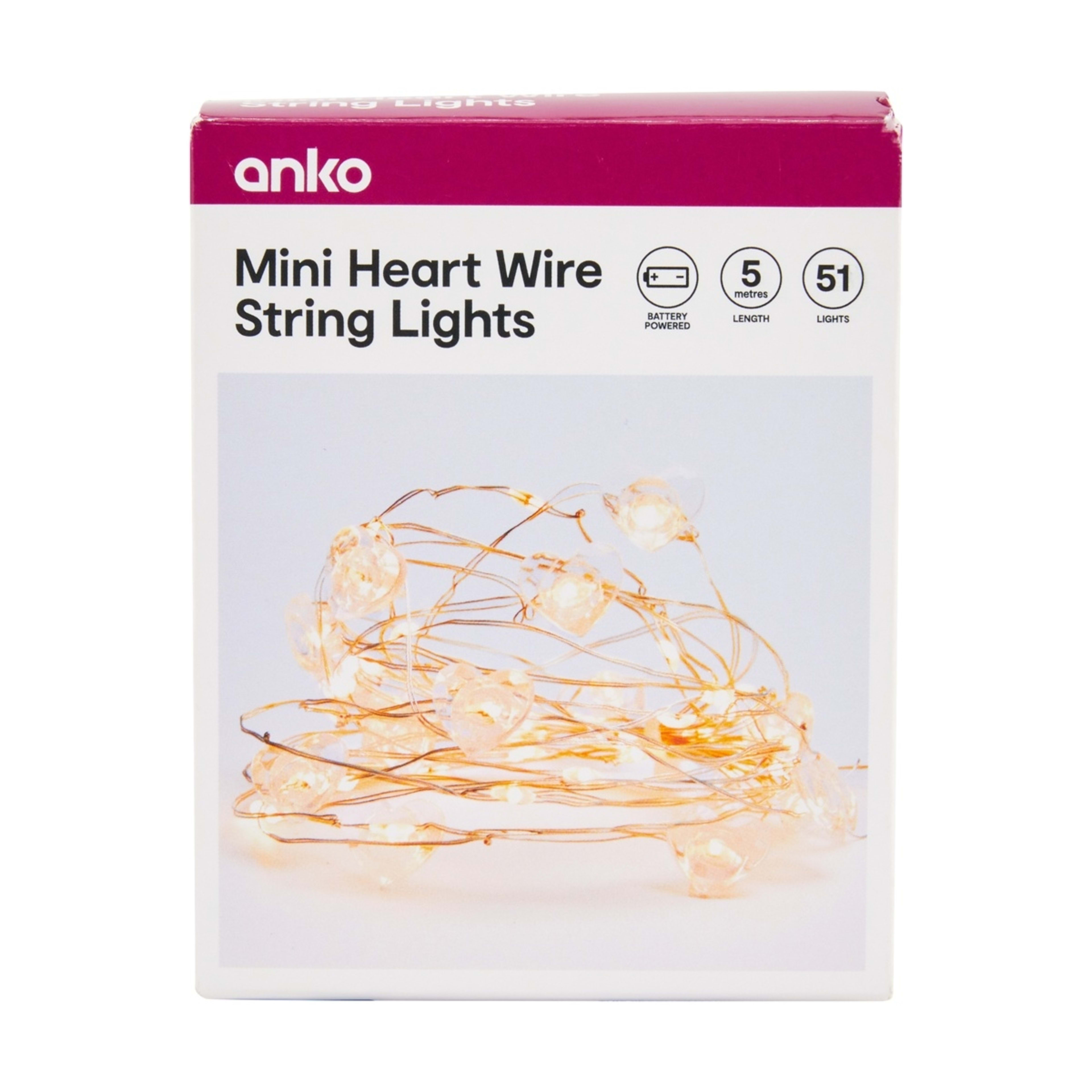 8 Mini Heart Wire String Lights, 8 of 8