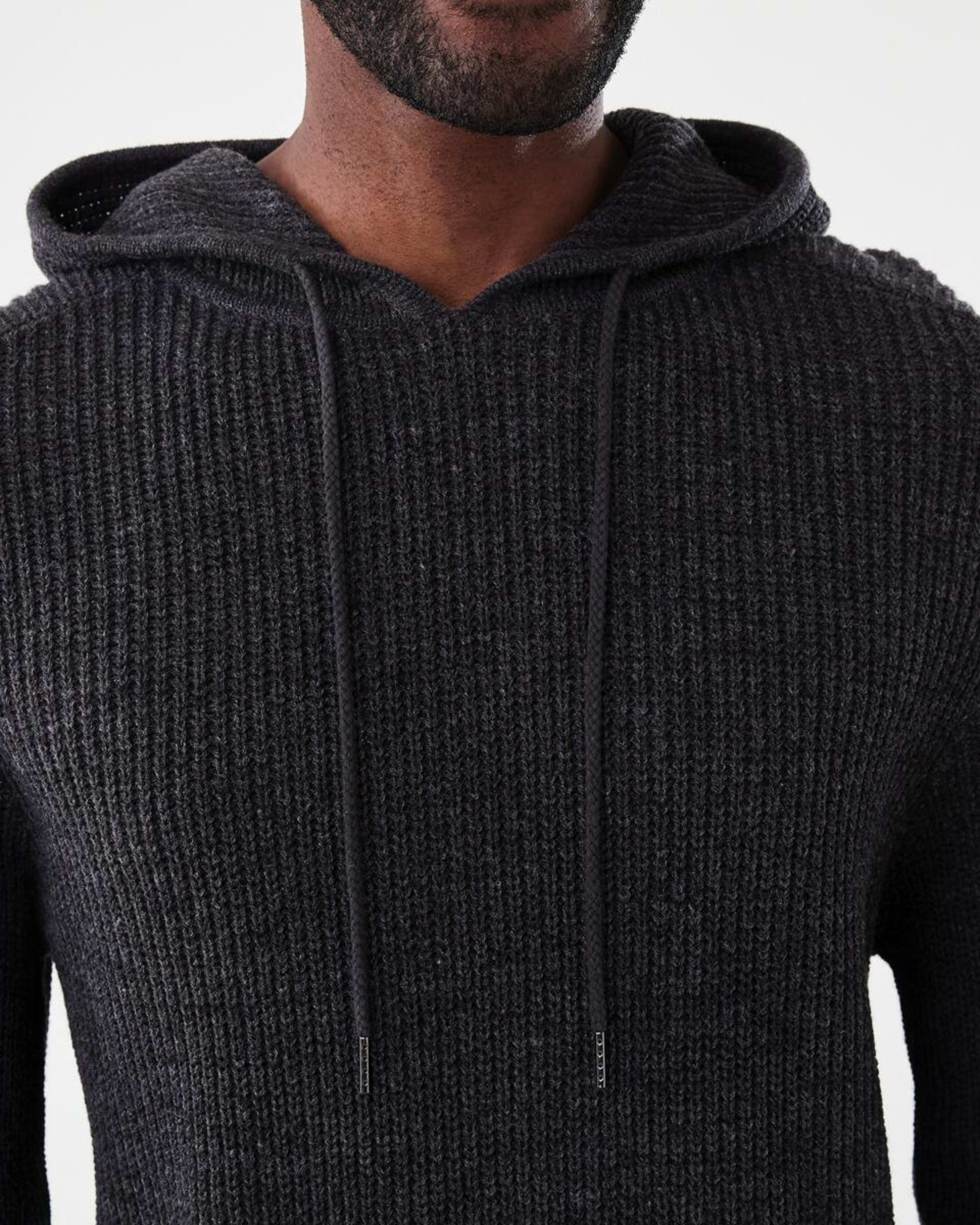 5 Hooded Knit Pullover Black Marle, 5 of 6