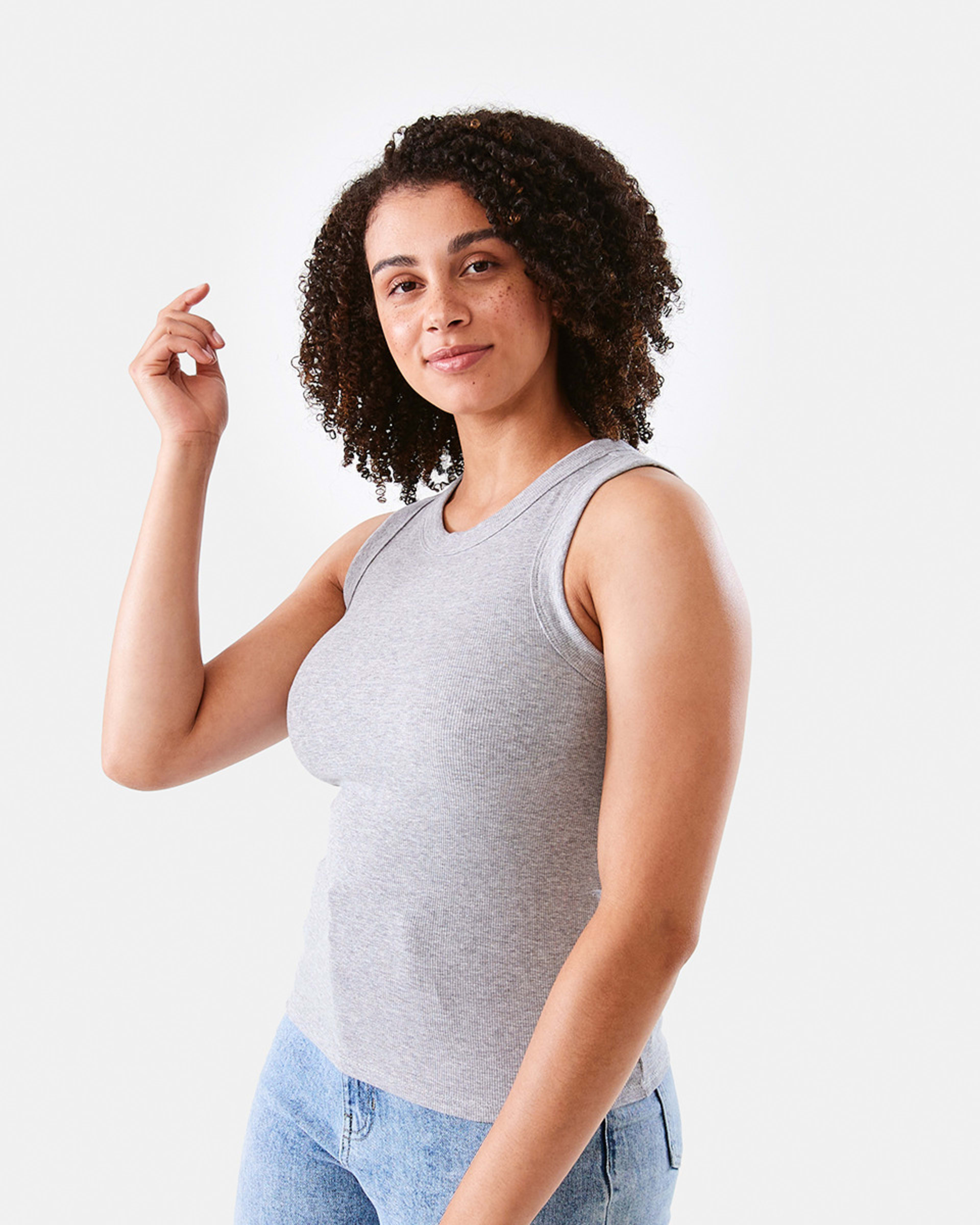 2 Sleeveless Rib Tank Ash Marl, 2 of 6