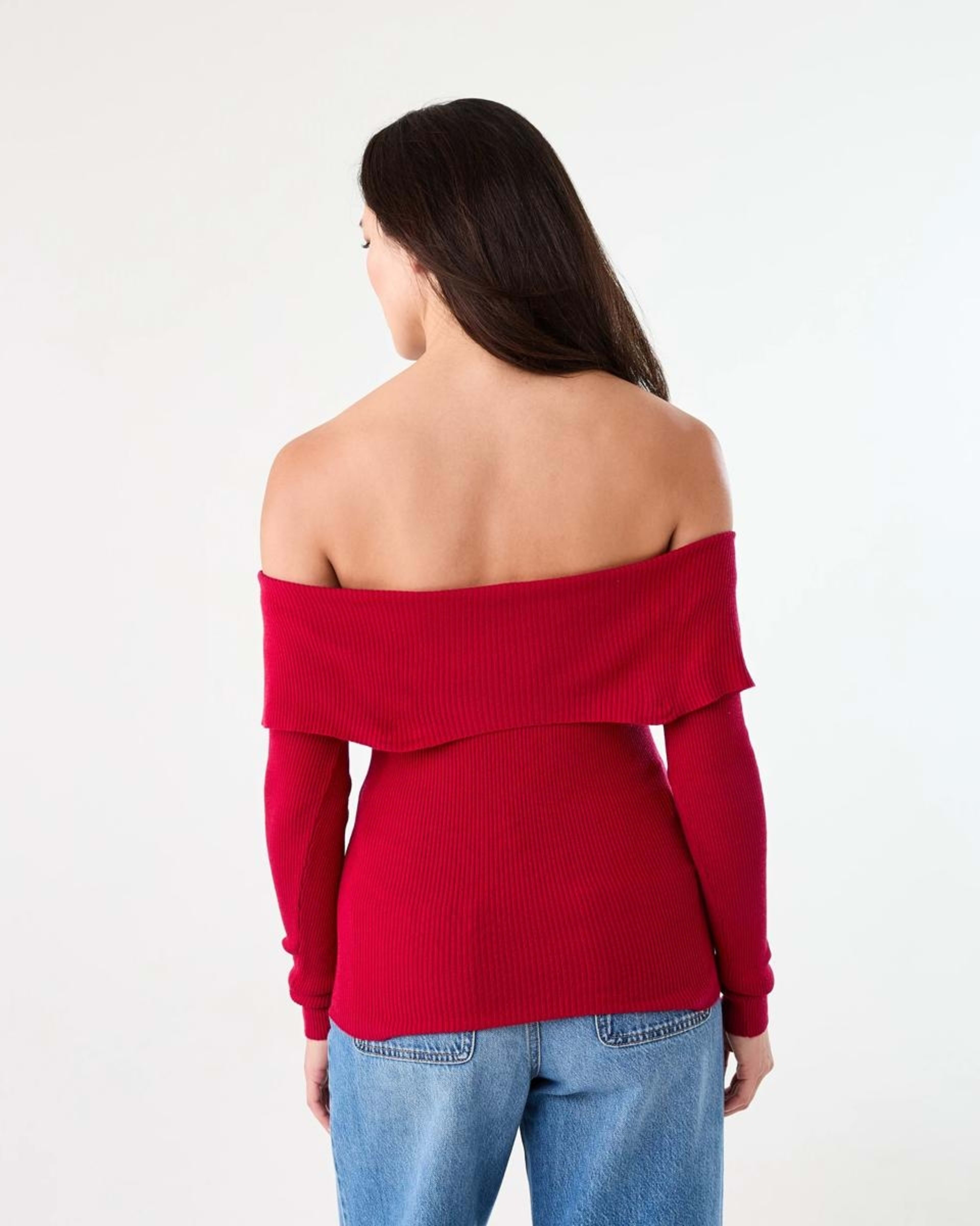 3 Long Sleeve Off Shoulder Top Cherry Red, 3 of 6