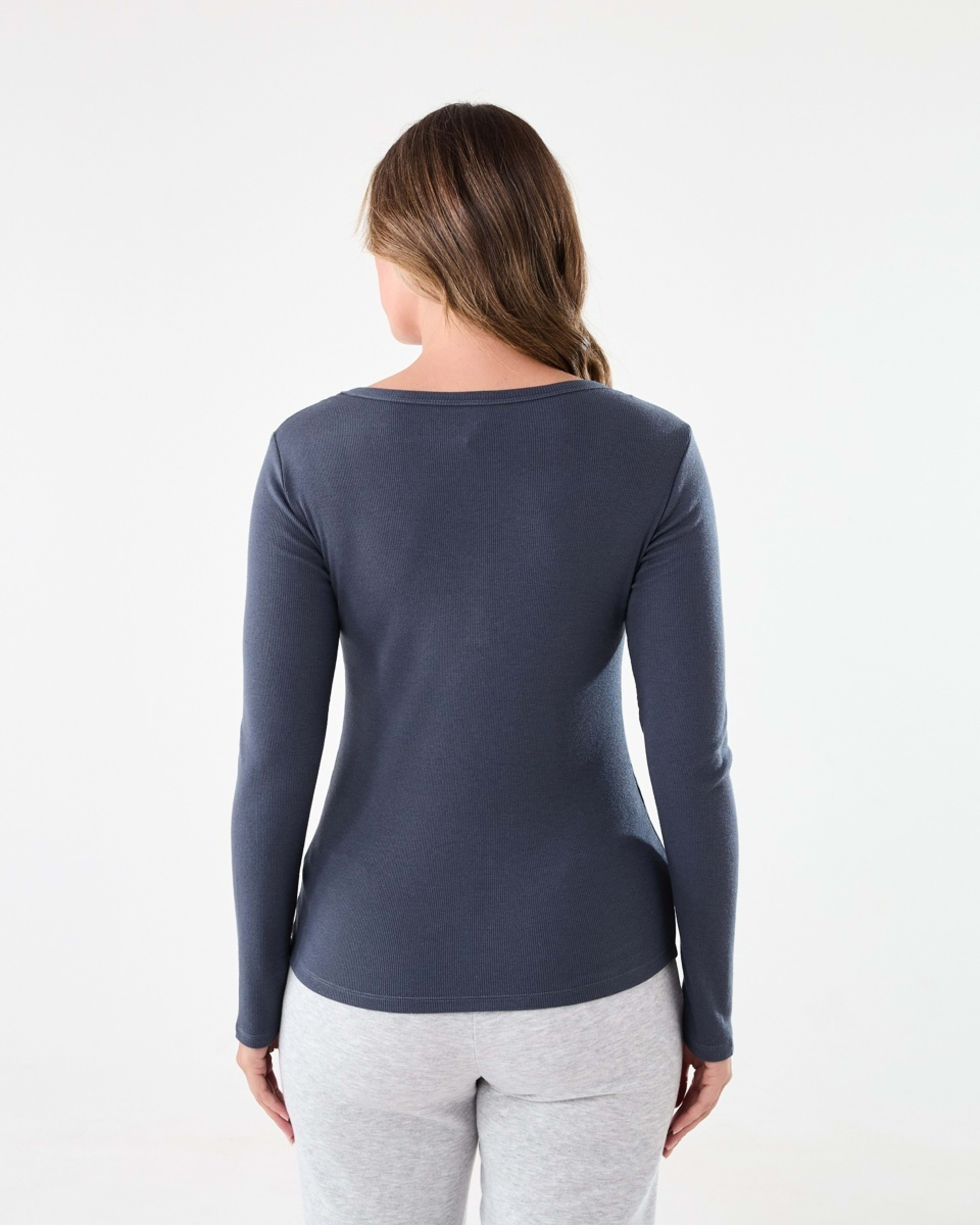 3 Long Sleeve Rib Henley Top Shadw Navy, 3 of 6