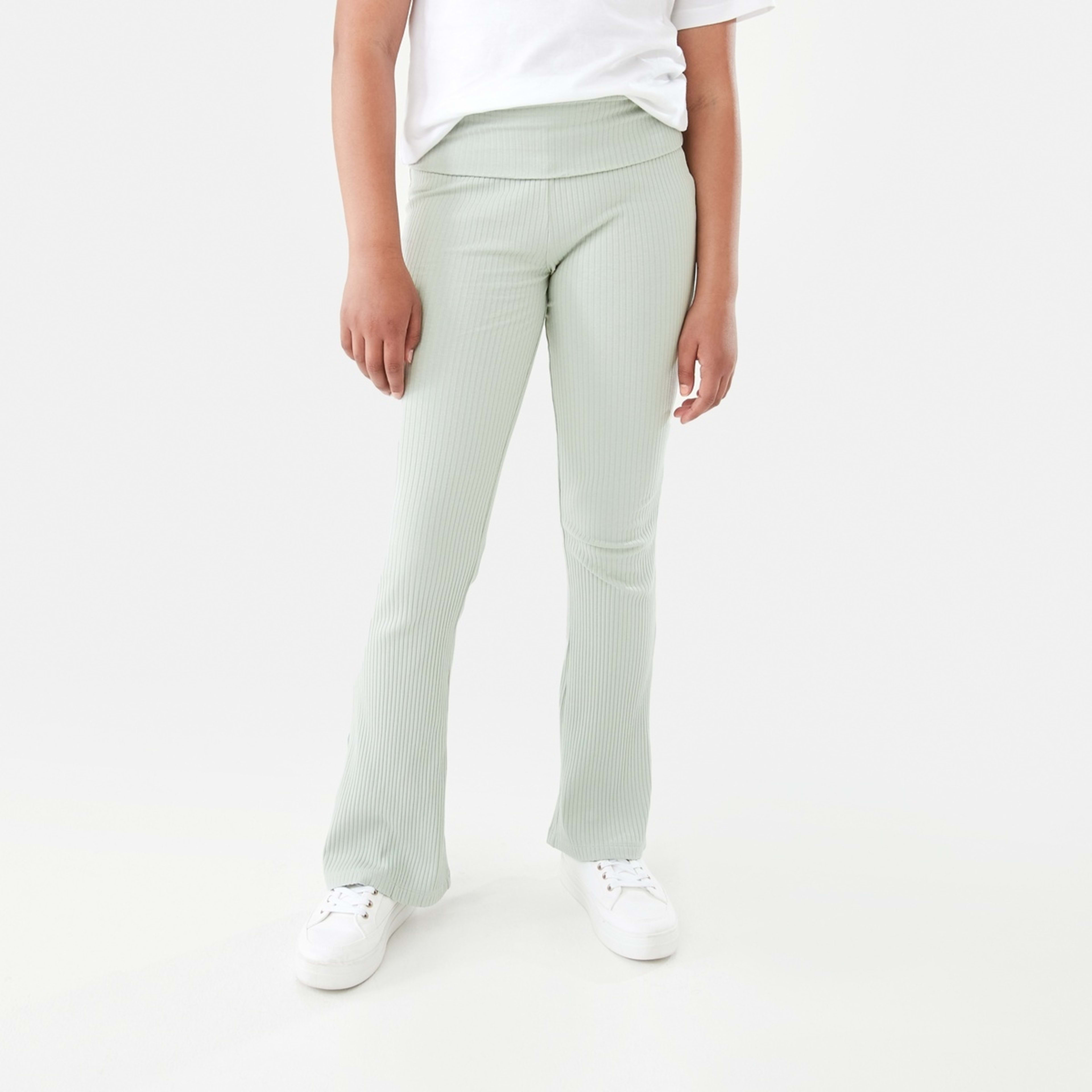 1 Rib Roll Waist Leggings Aqua Grey, 1 of 8