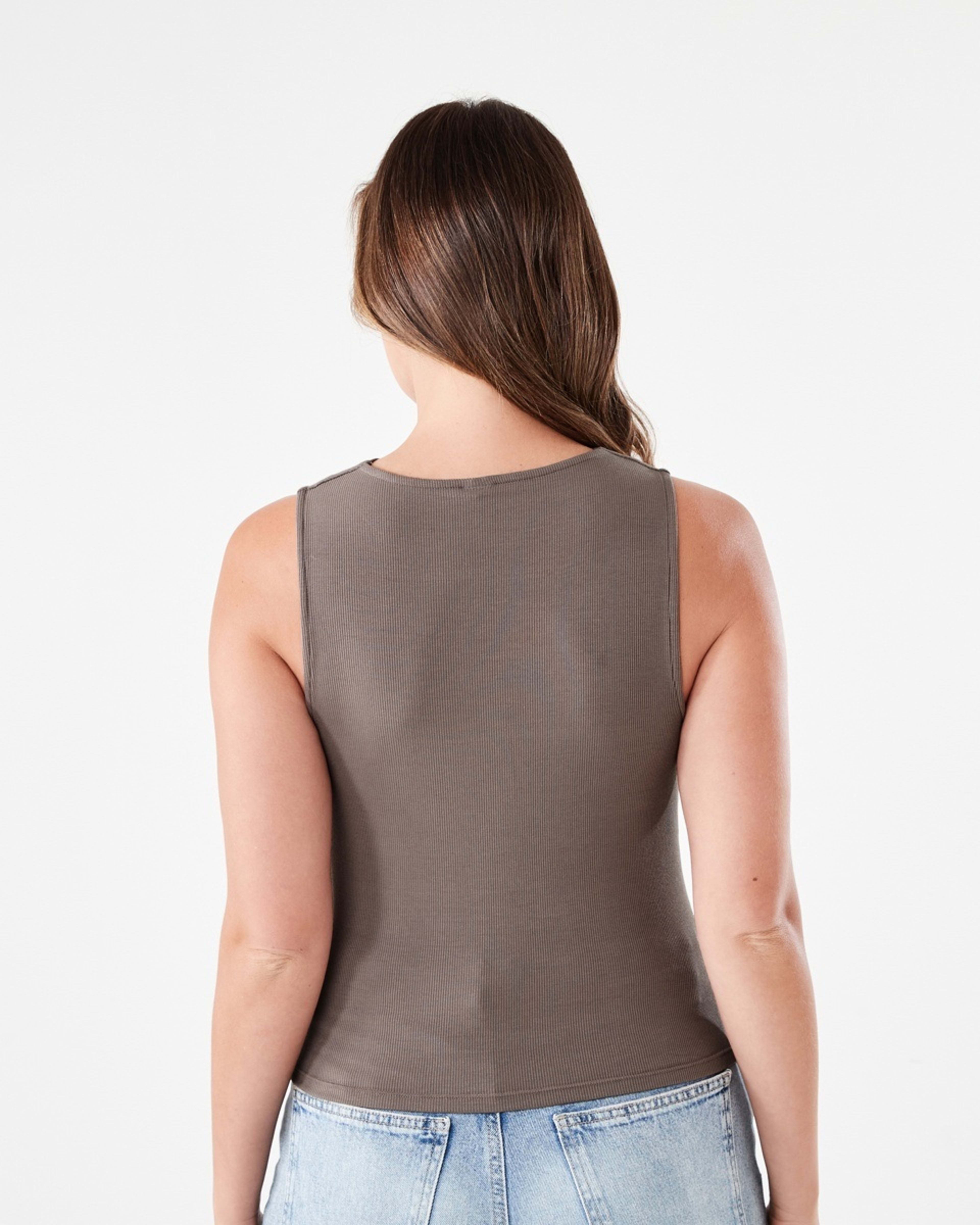 4 Sleeveless Drape Cowl Neck Top DEEP TAUPE, 4 of 7