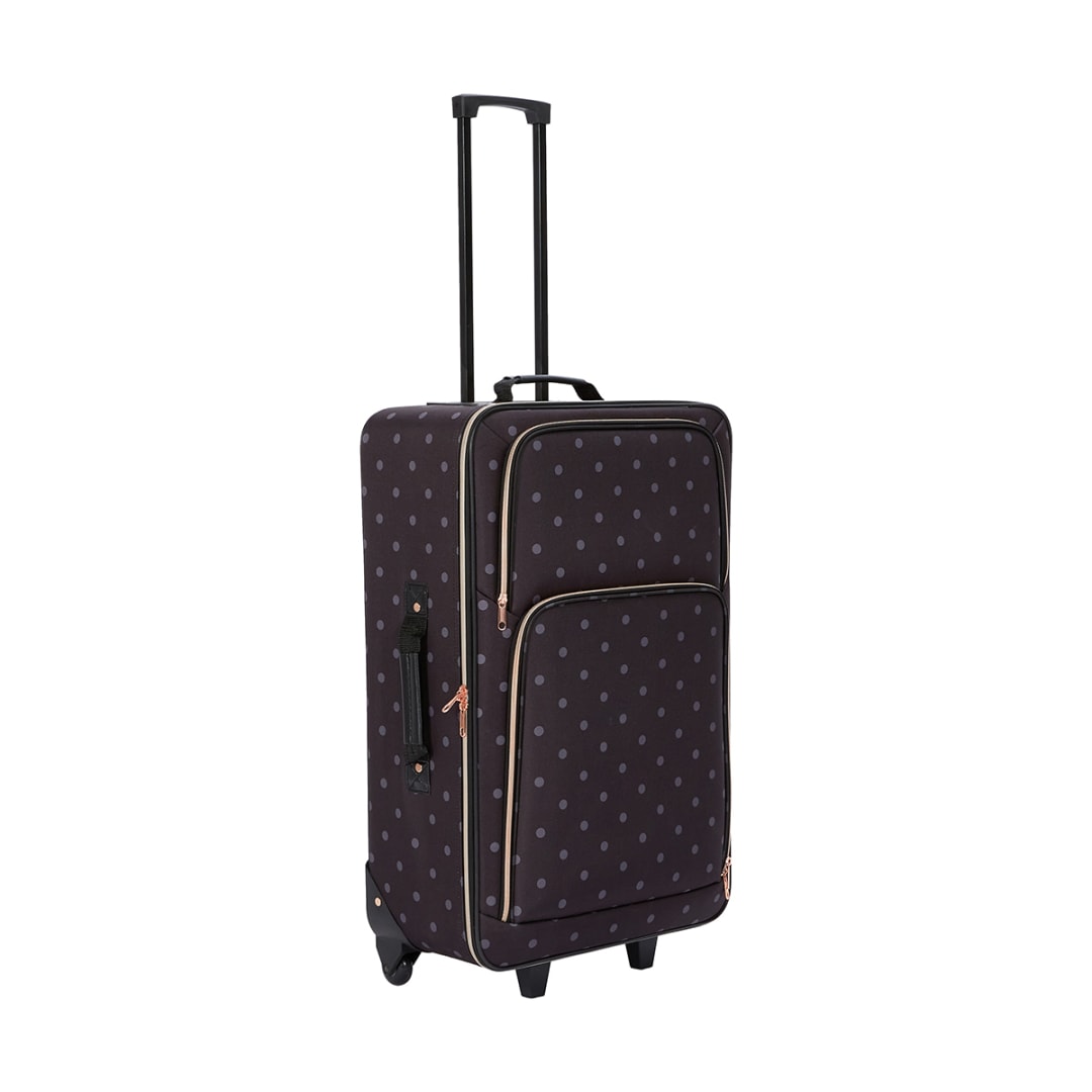 4 Piece Polka Dot Soft Case Luggage Set Black Kmart NZ