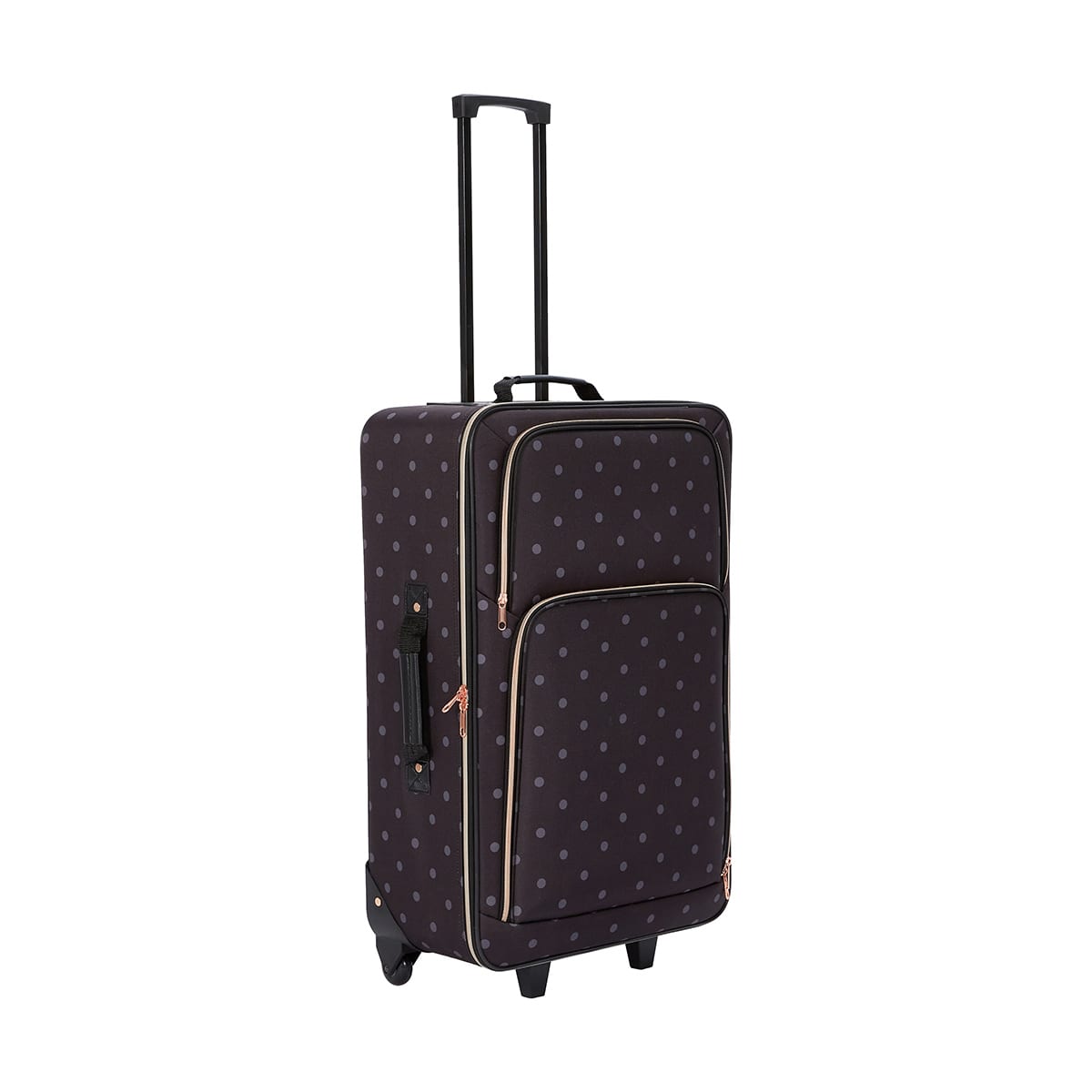 4 Piece Polka Dot Soft Case Luggage Set Black Kmart