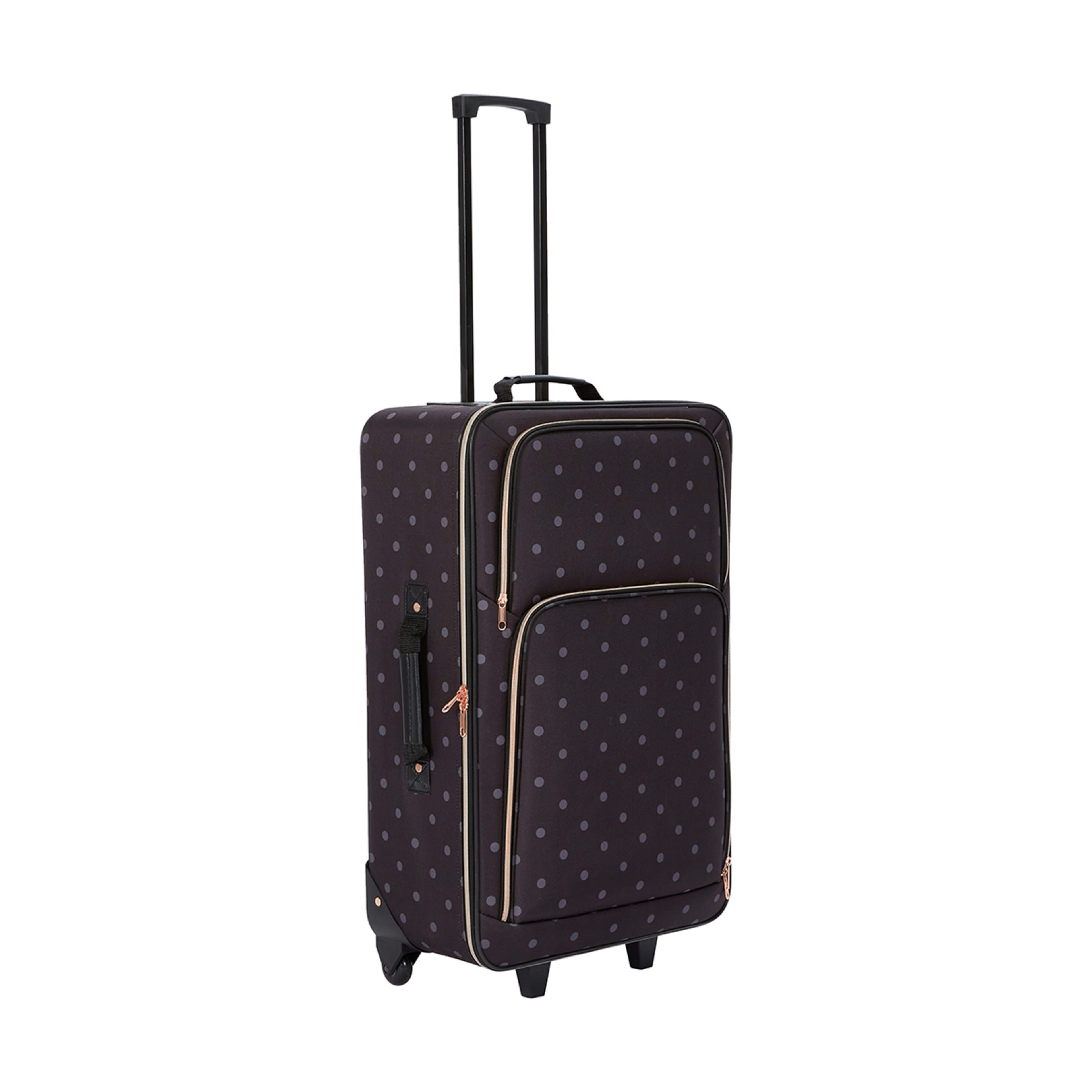 2 4 Piece Polka Dot Soft Case Luggage Set - Black, 2 of 10