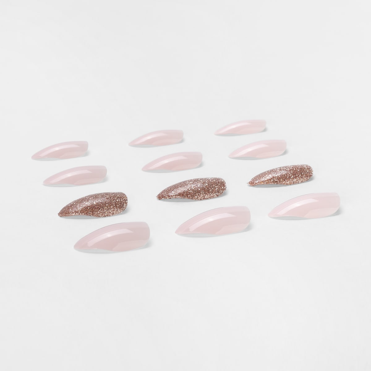 OXX Studio 24 Pack Artificial Nails with Adhesive Pink Glitter Kmart