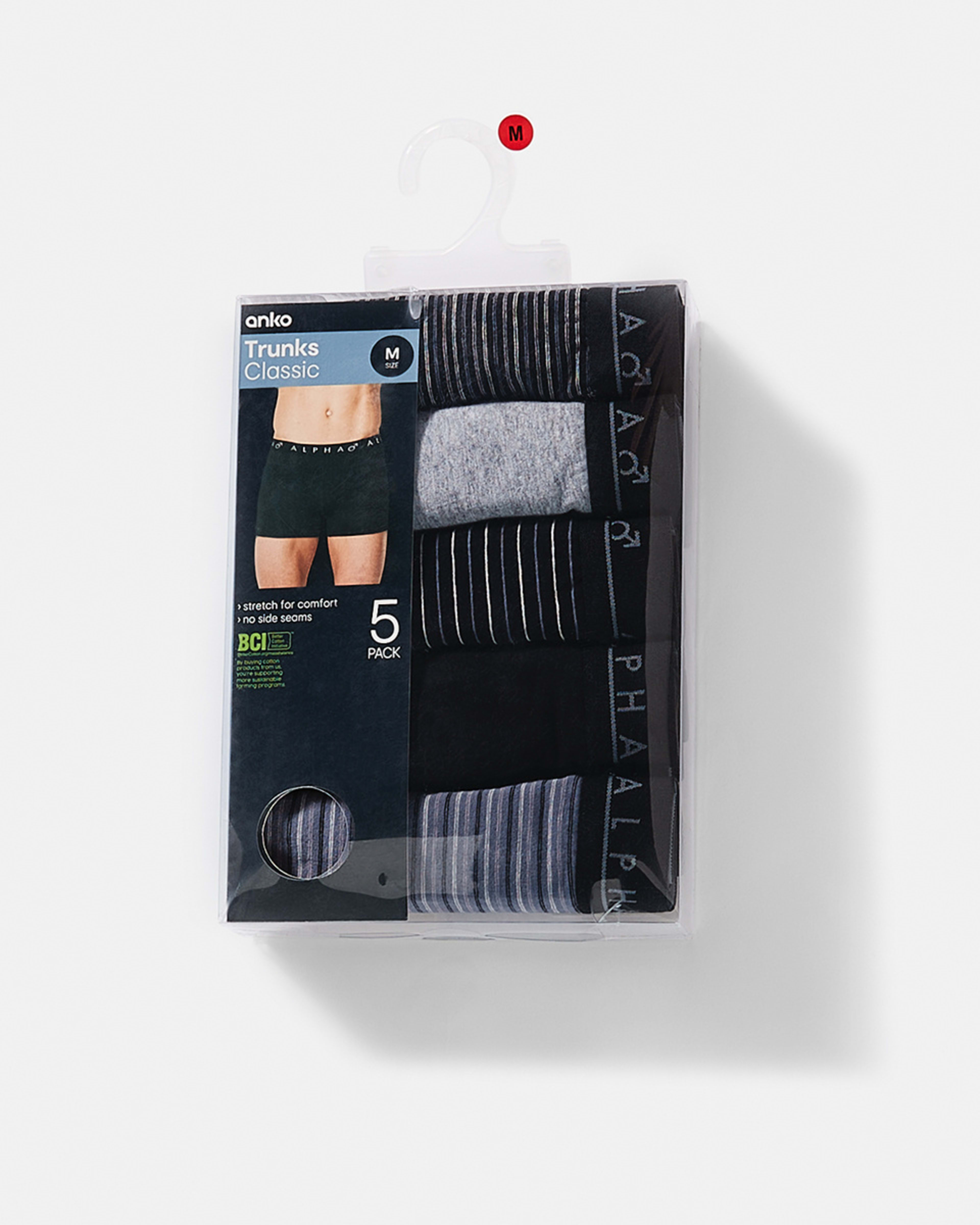 10 5 Pack Stripe and Plain Trunks BLACK BLUE GREY MULTI, 10 of 10