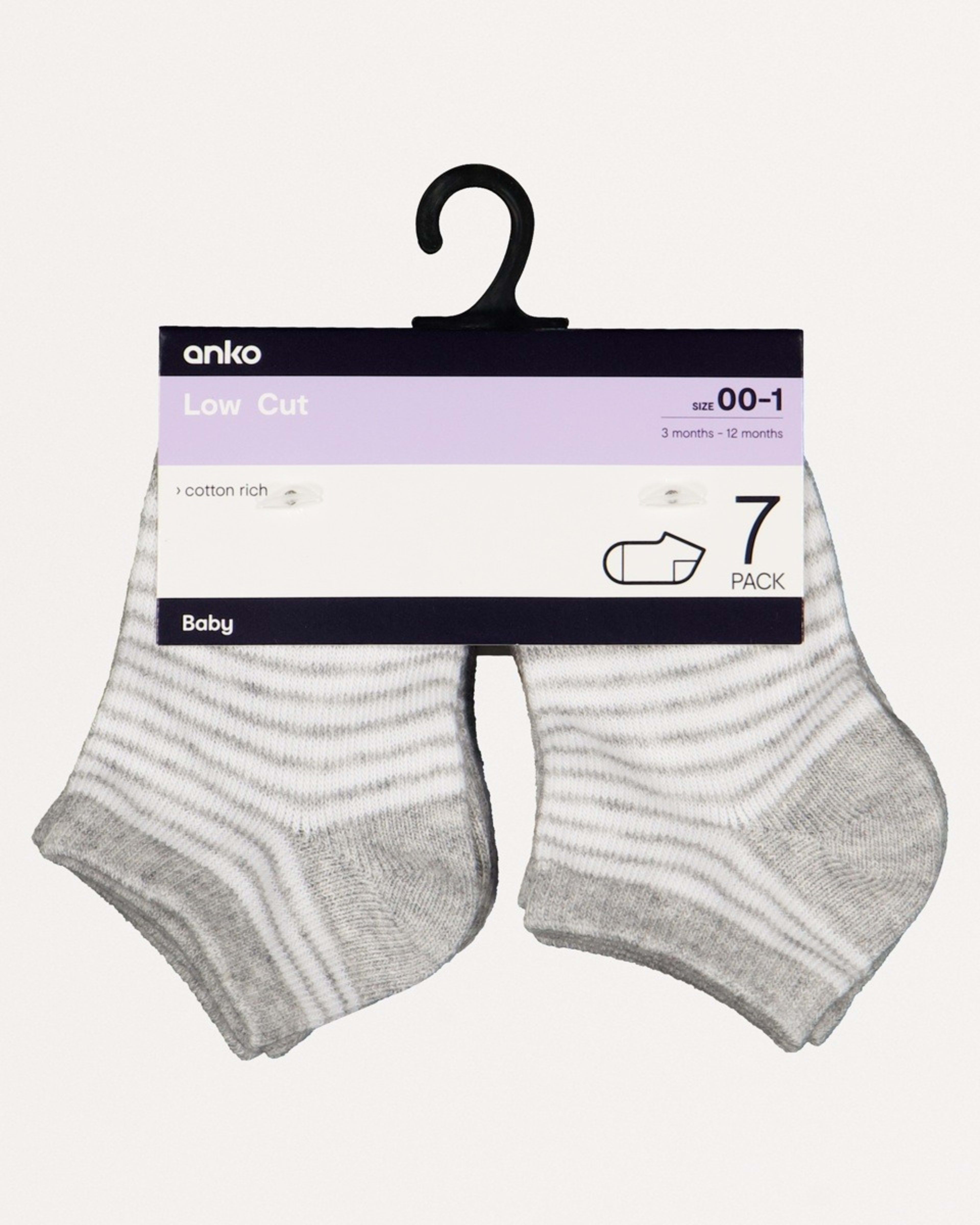 2 7 Pack Low Cut Socks Grey, 2 of 2
