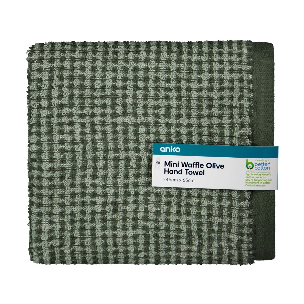 Mini Waffle Cotton Hand Towel - Olive - Kmart