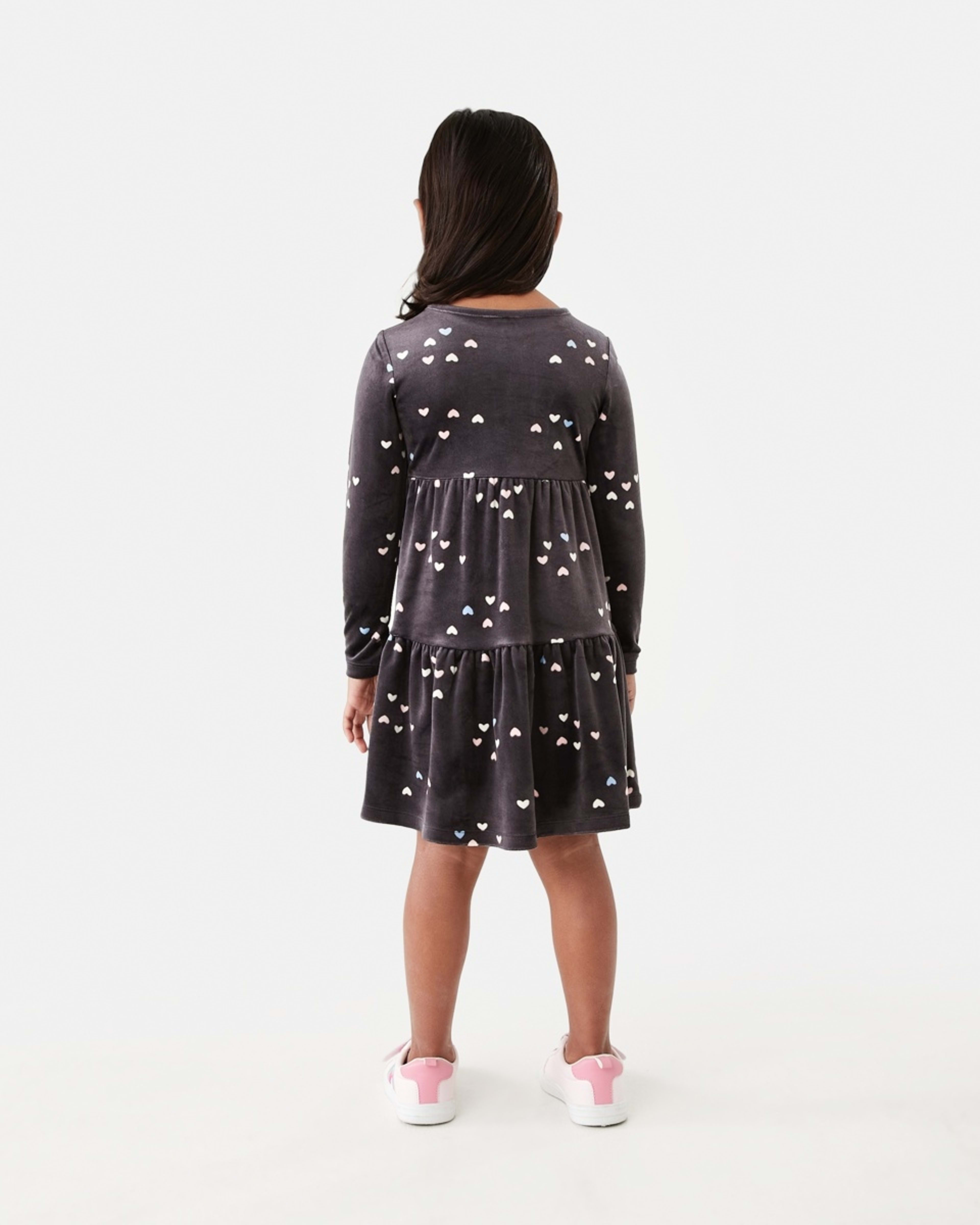 7 Long Sleeve Velour Tier Dress Hearts, 7 of 9