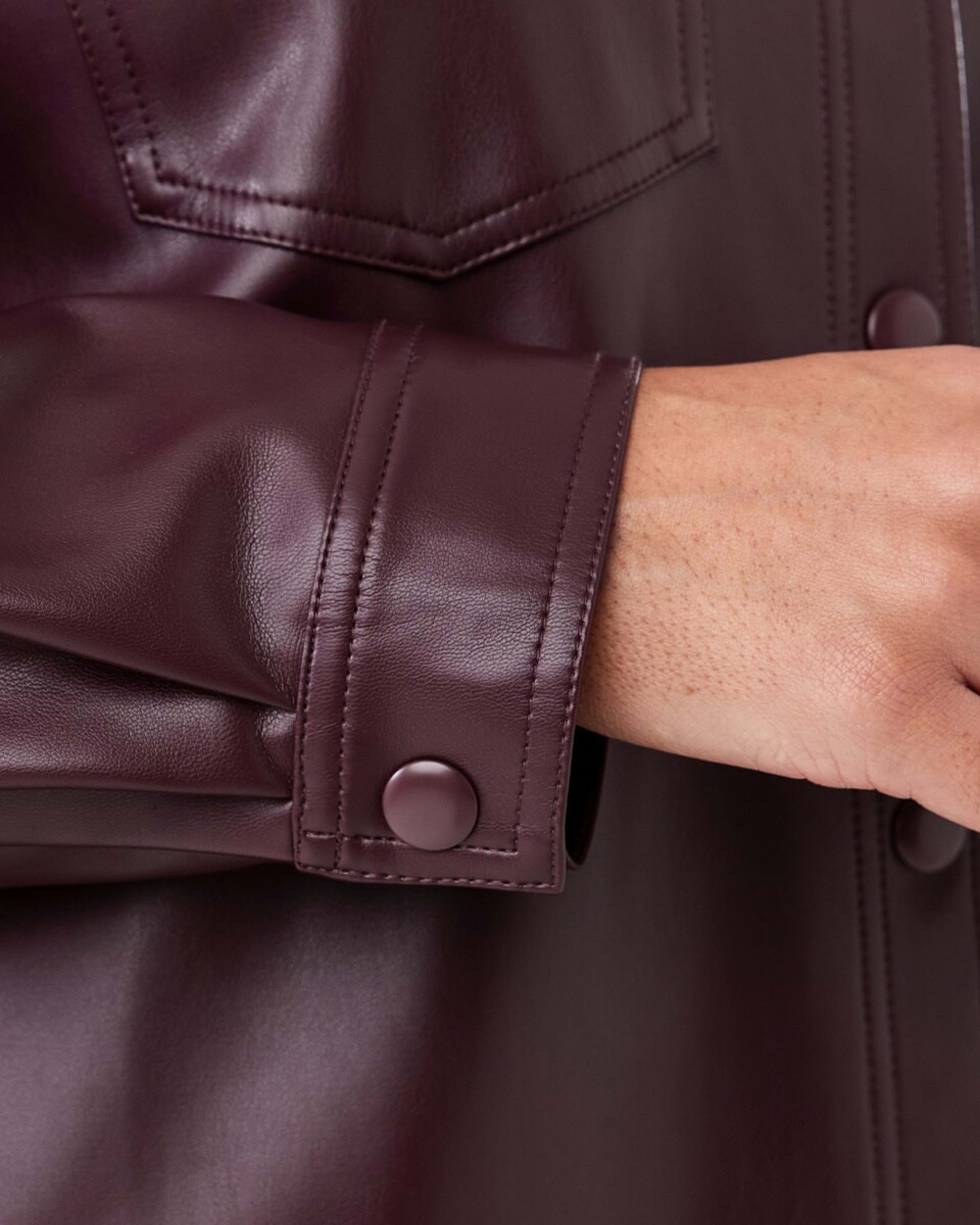 8 Long Sleeve Faux Leather Shirt Mulberry, 8 of 8