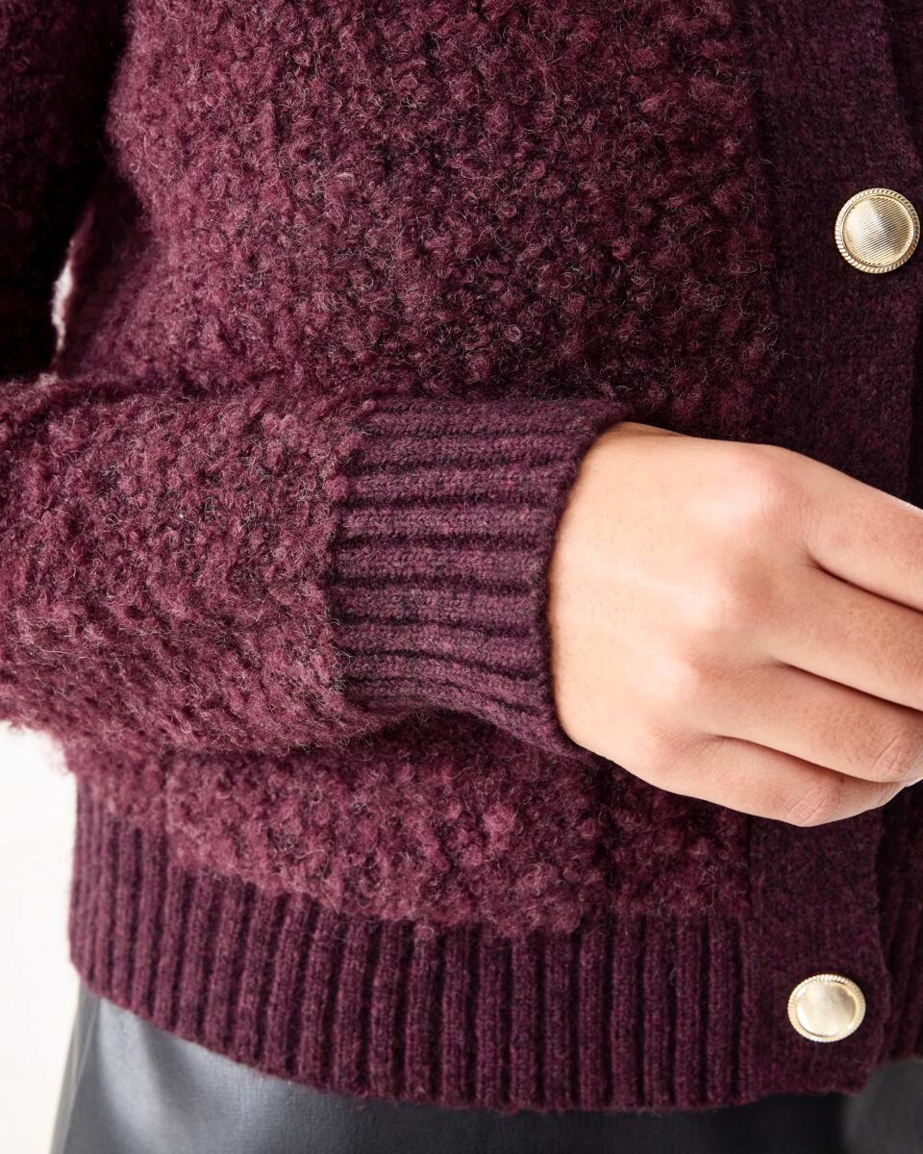 6 Pocket Textured Cardigan Mulberry, 6 of 10