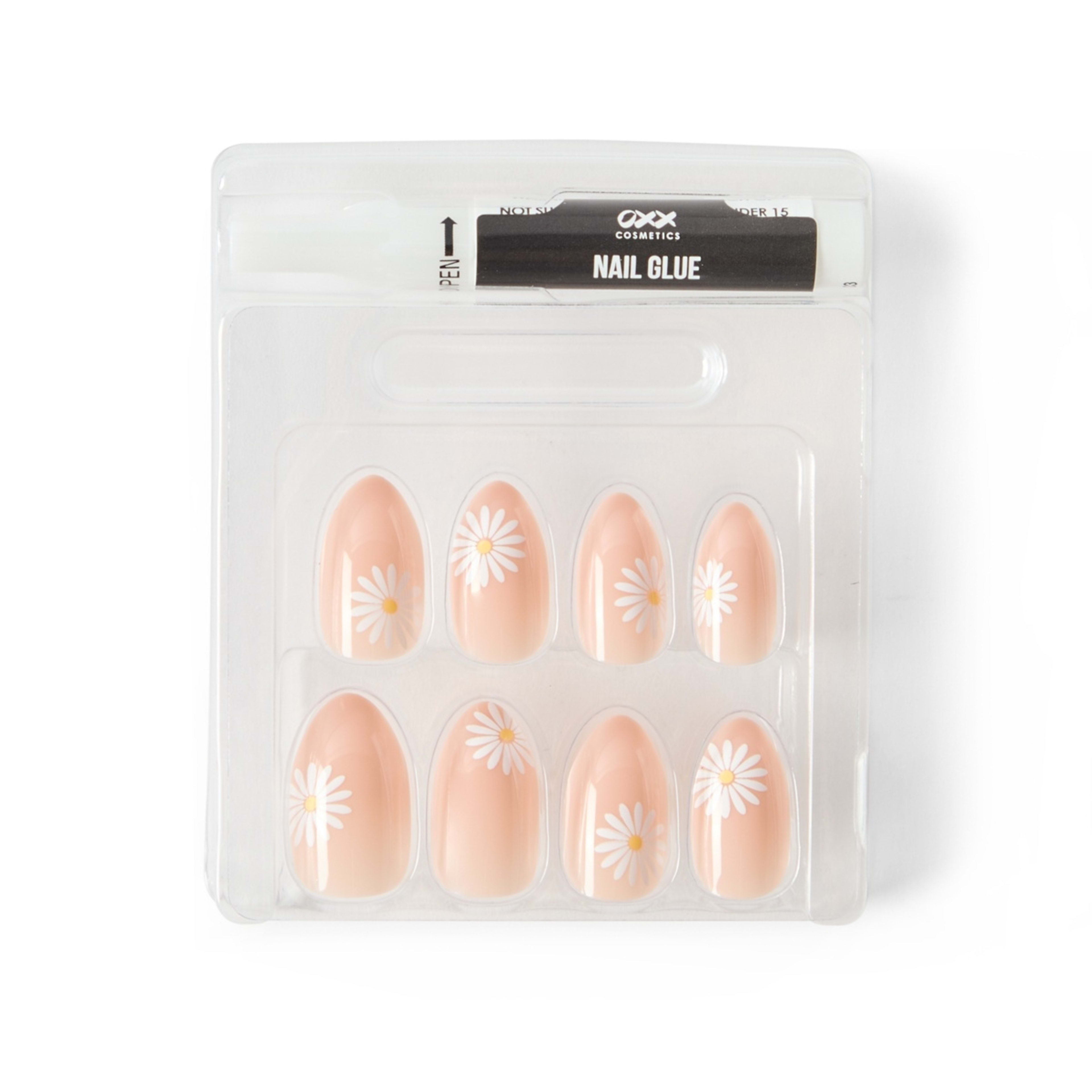 4 OXX Cosmetics 24 Pack Artificial Nails with Adhesive - Almond Shape, Daisy, 4 of 4