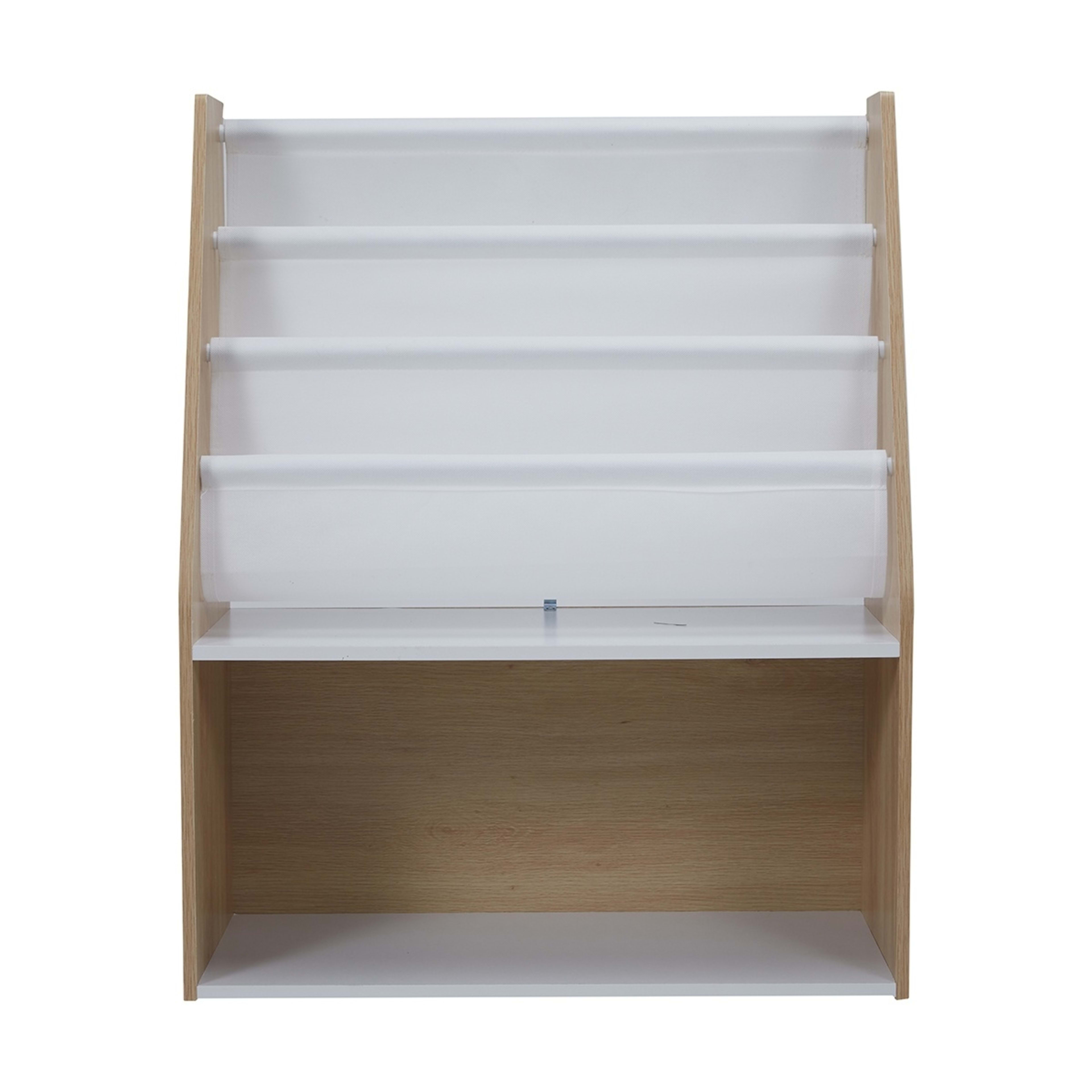 4 Oak Look and White Book Holder with Organiser, 4 of 10
