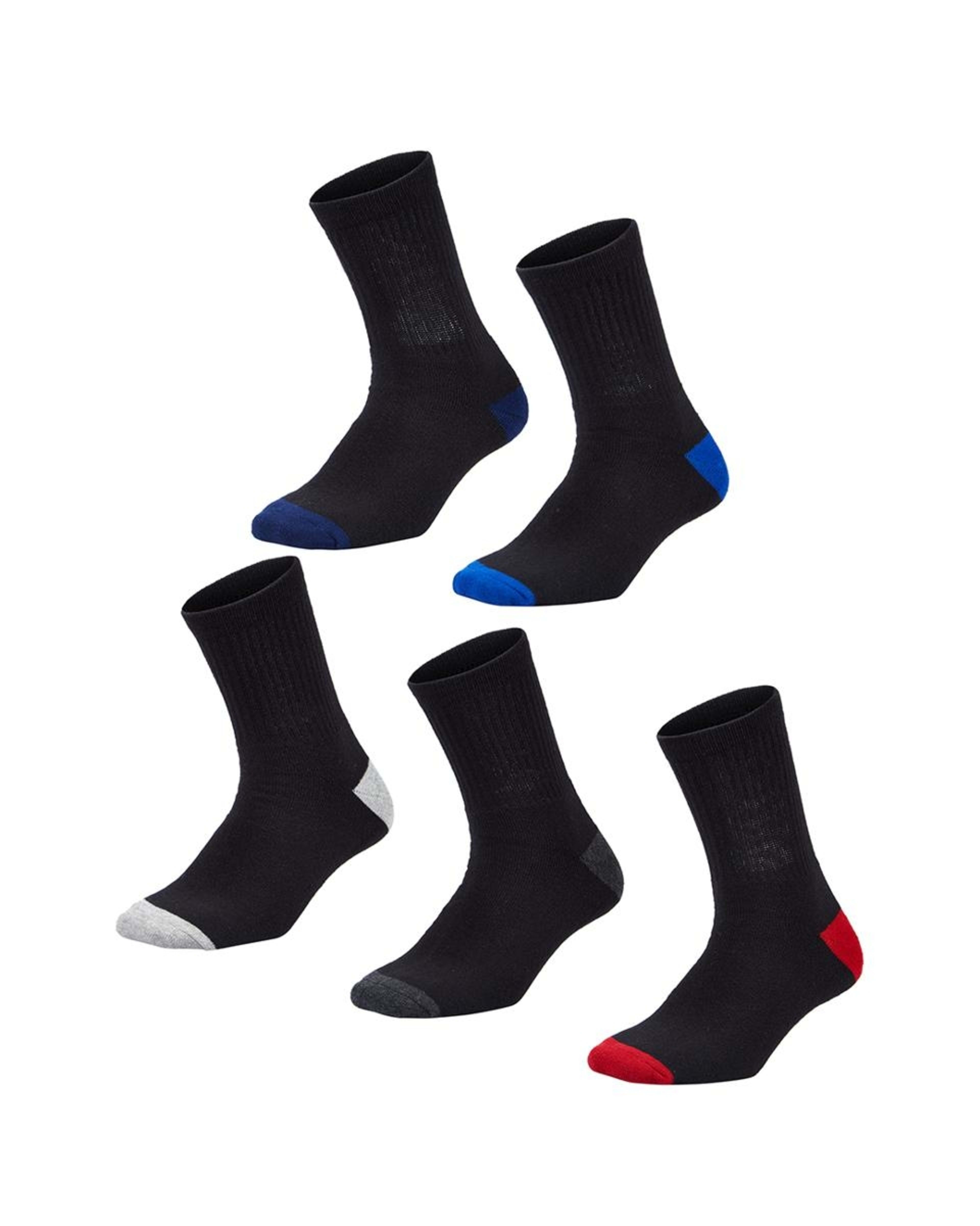 1 5 Pack Quarter Crew Sport Socks Black Classic, 1 of 3