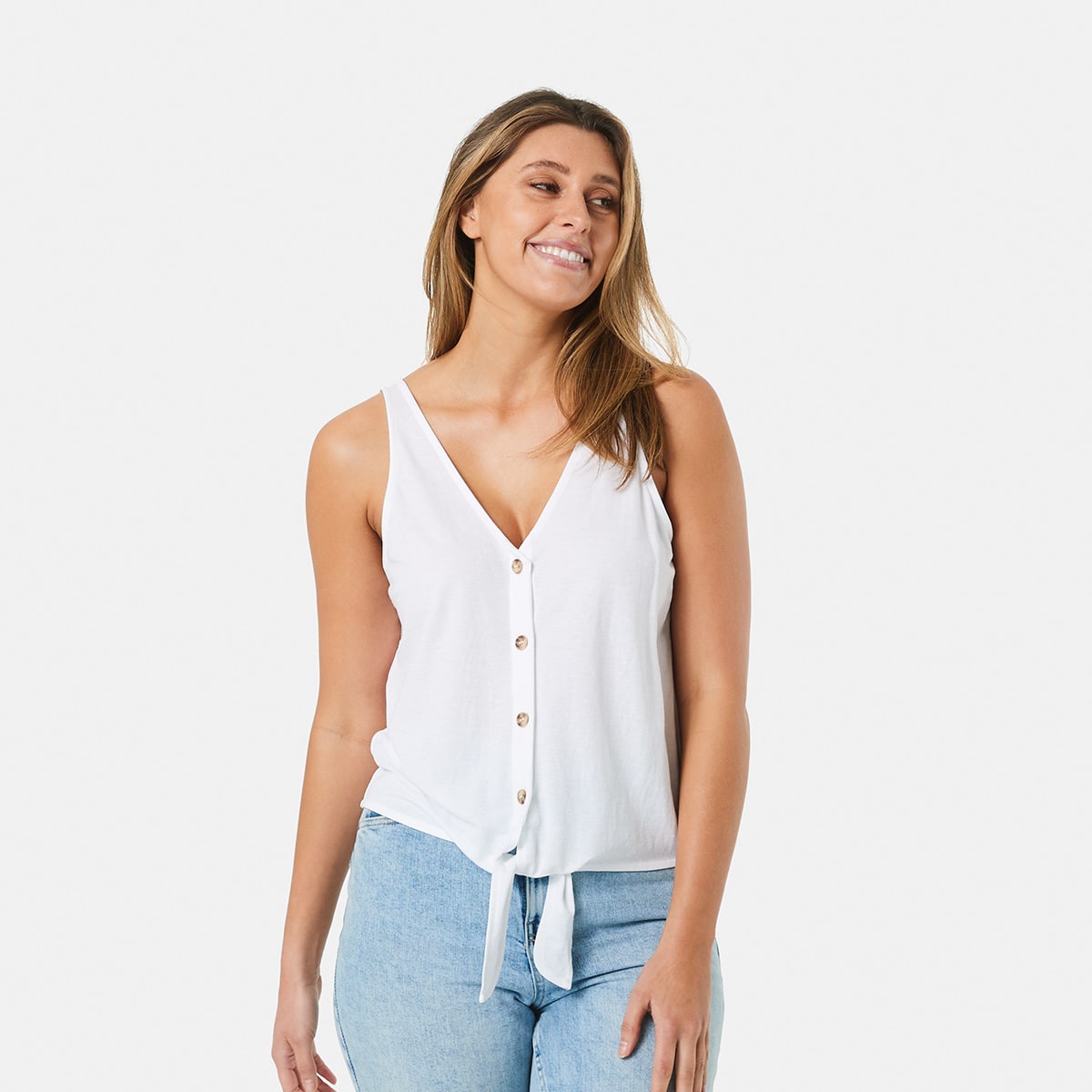 Sleeveless Textured Tie Cami Top Kmart