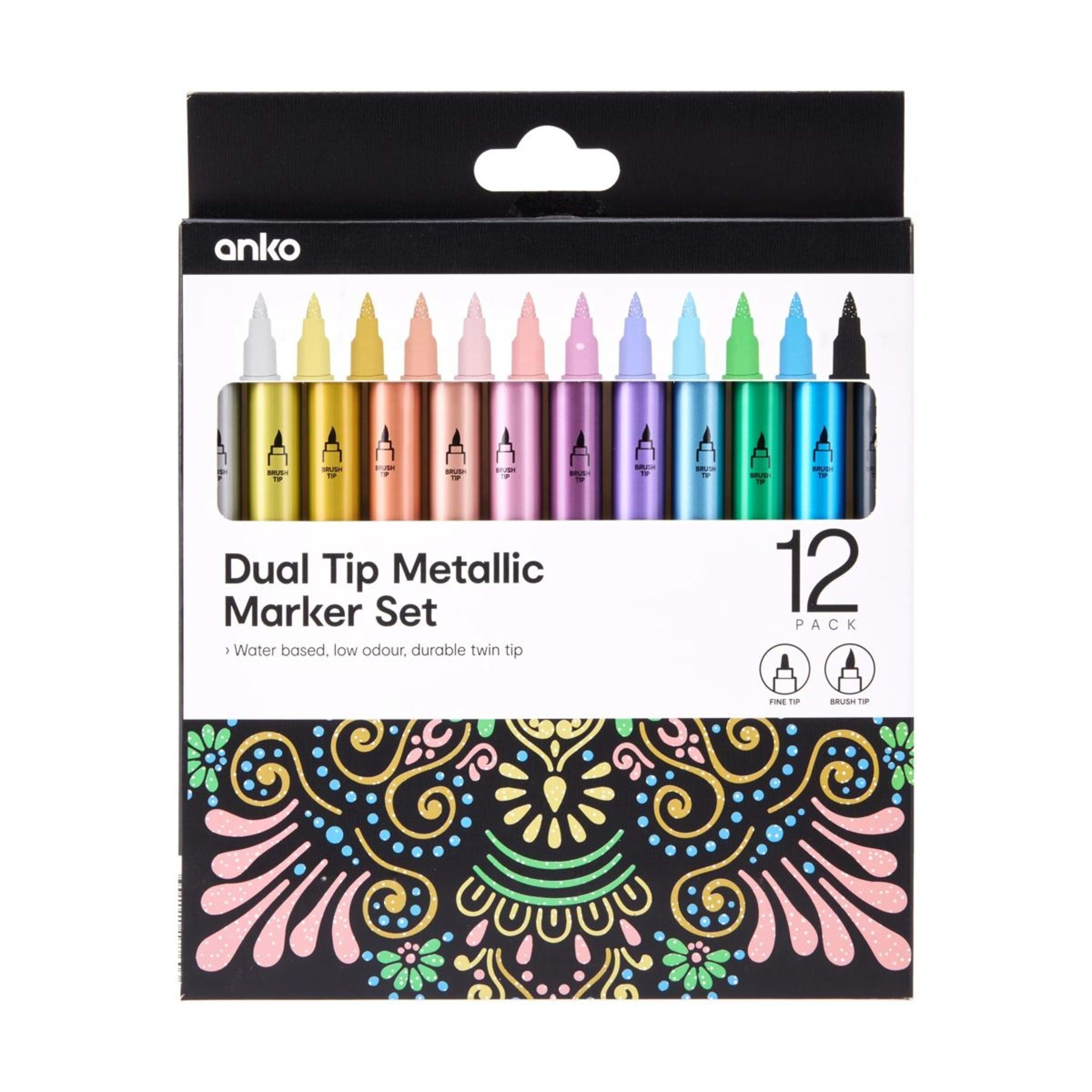 1 12 Pack Dual Tip Metallic Marker Set