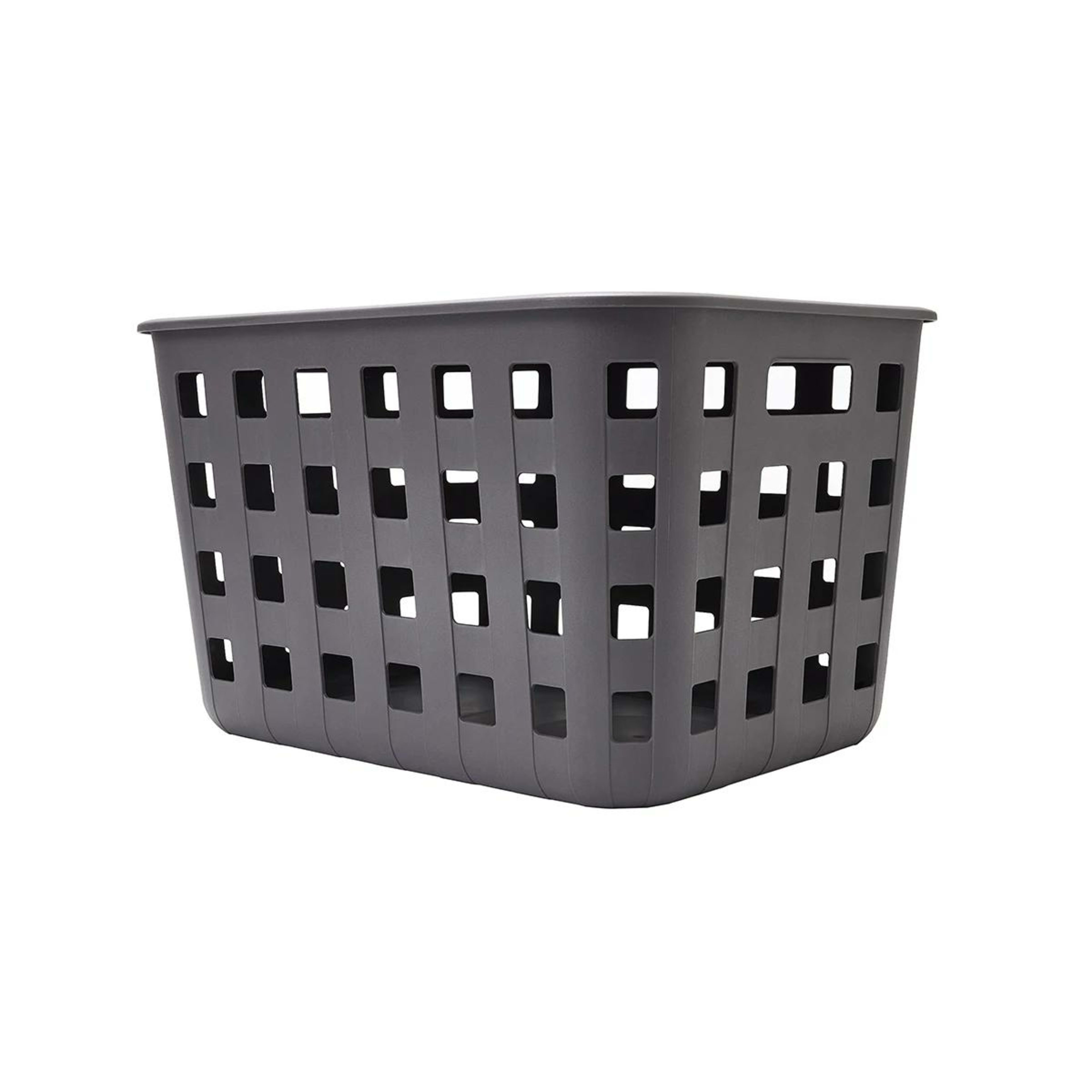 1 45L Rectangle Trellis Basket with Lid - Charcoal
