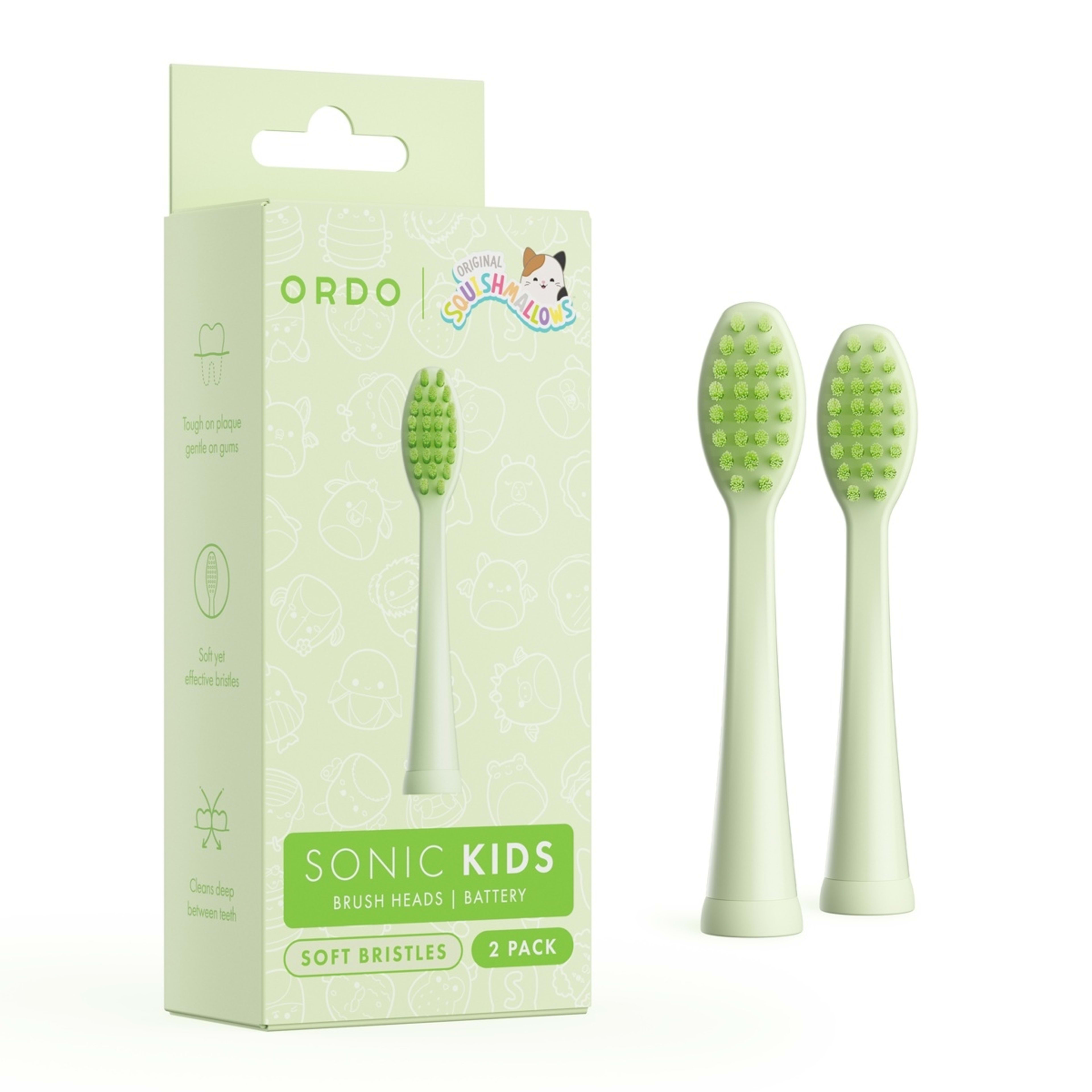 1 Original Squishmallows 2 Pack Ordo Sonic Kids Battery Brush Heads - Rutabaga