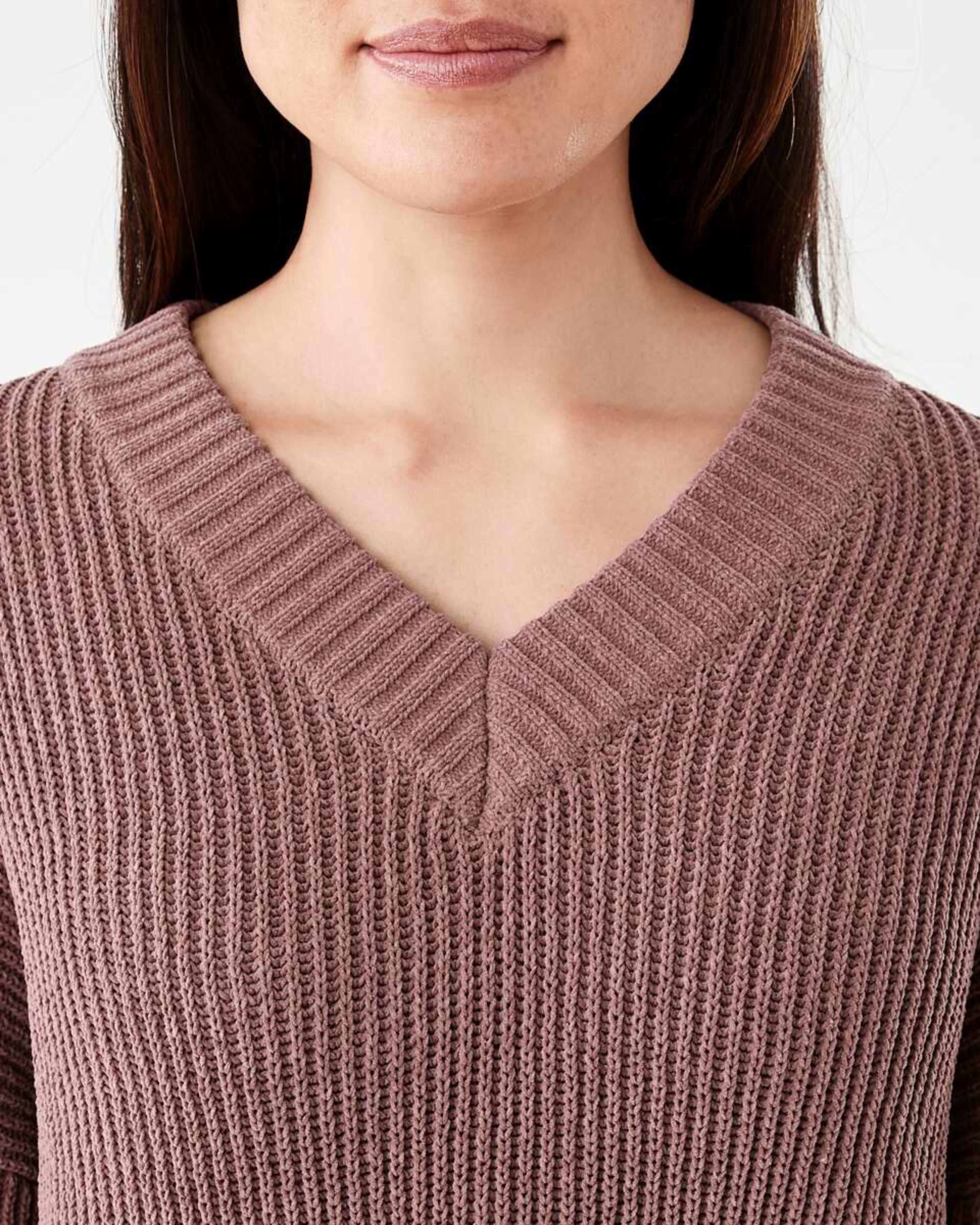5 Chenille V-Neck Jumper FAWN TAUPE, 5 of 6