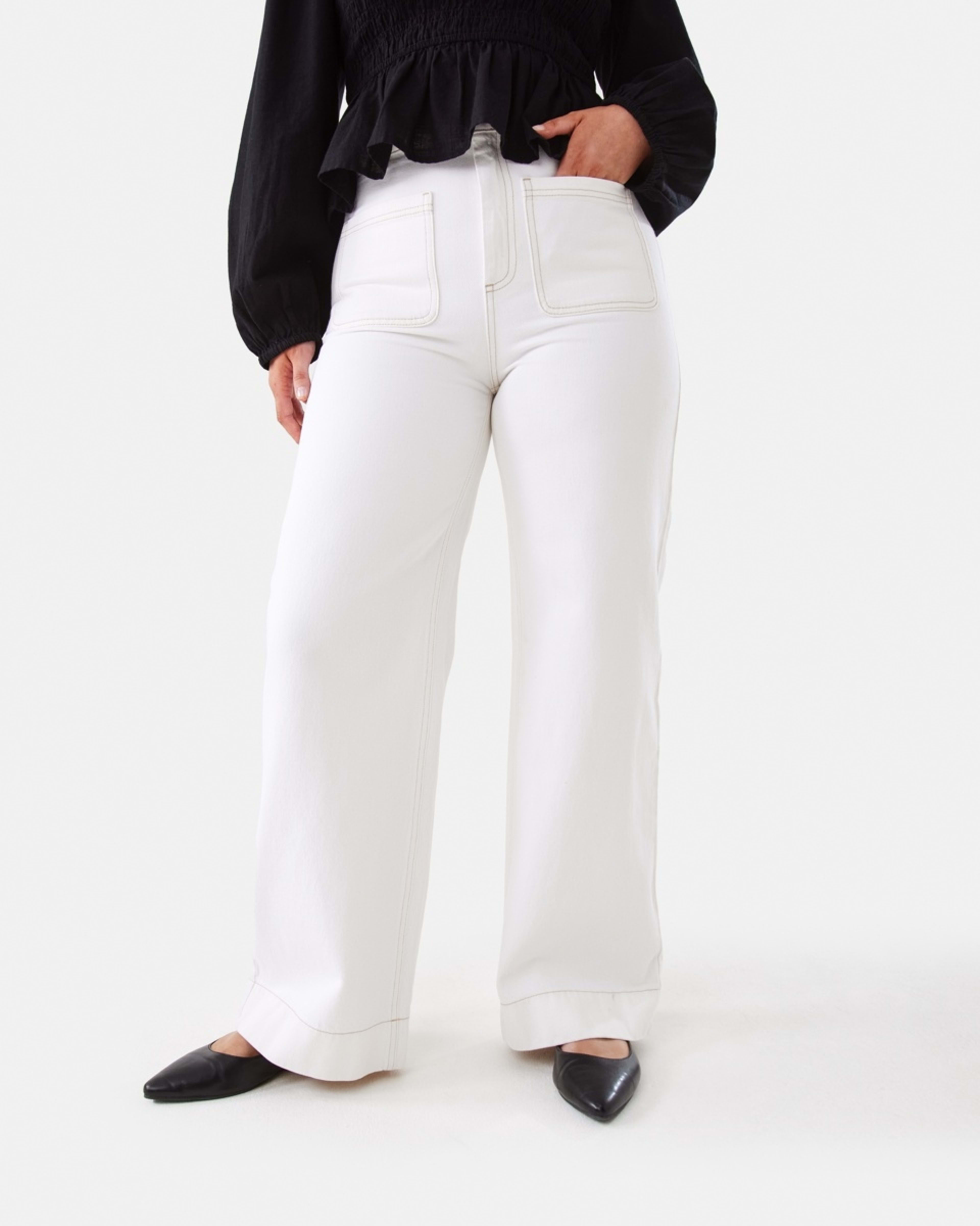 1 Wide Leg Pocket Jeans ECRU DENIM