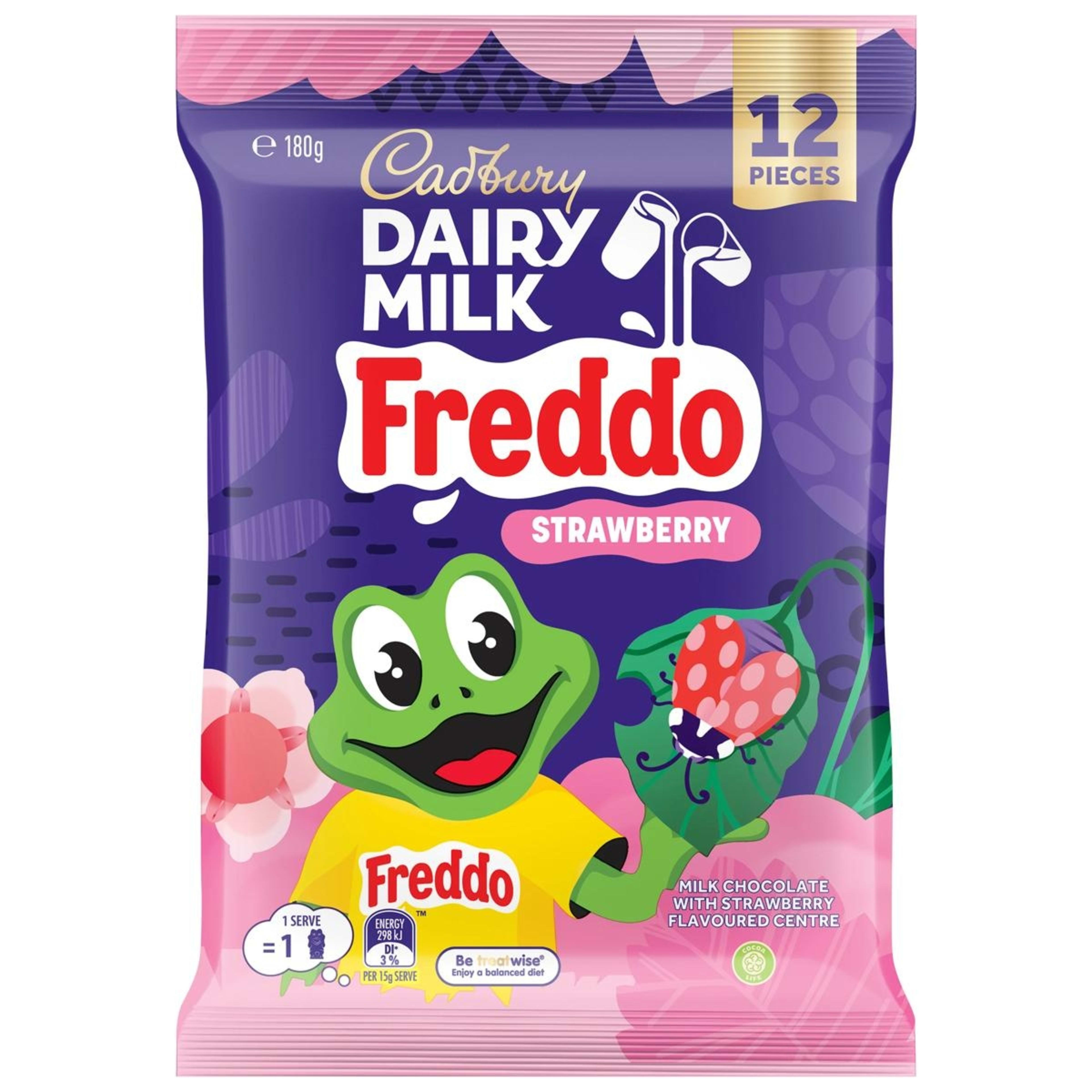 1 12 Piece Cadbury Dairy Milk Freddo Strawberry 180g