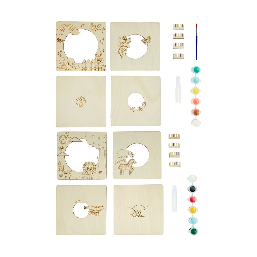 16 Piece My World Wood Crafts Paint Your Own 3D Scene Assorted Kmart