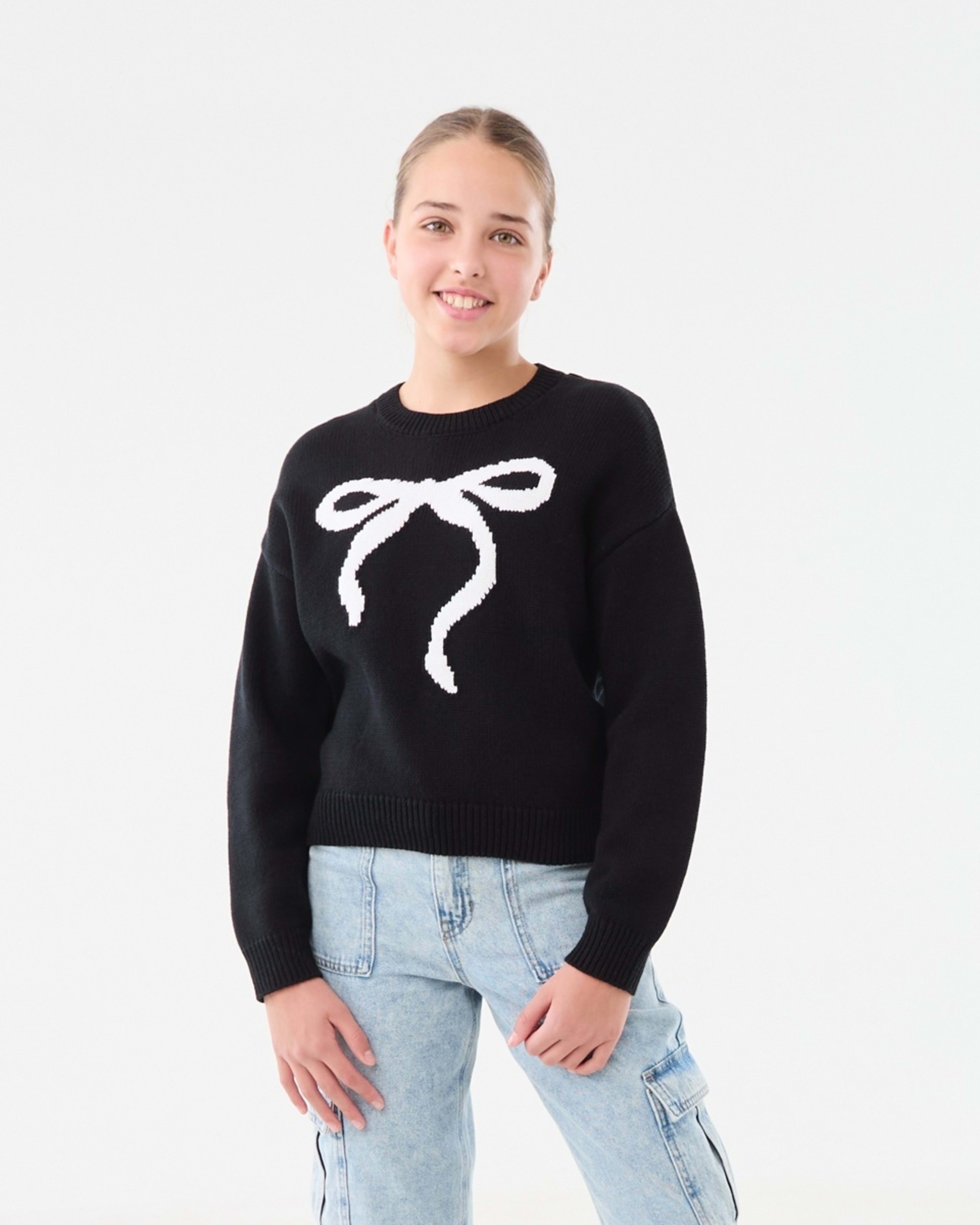 1 Bow Knit Jumper Black