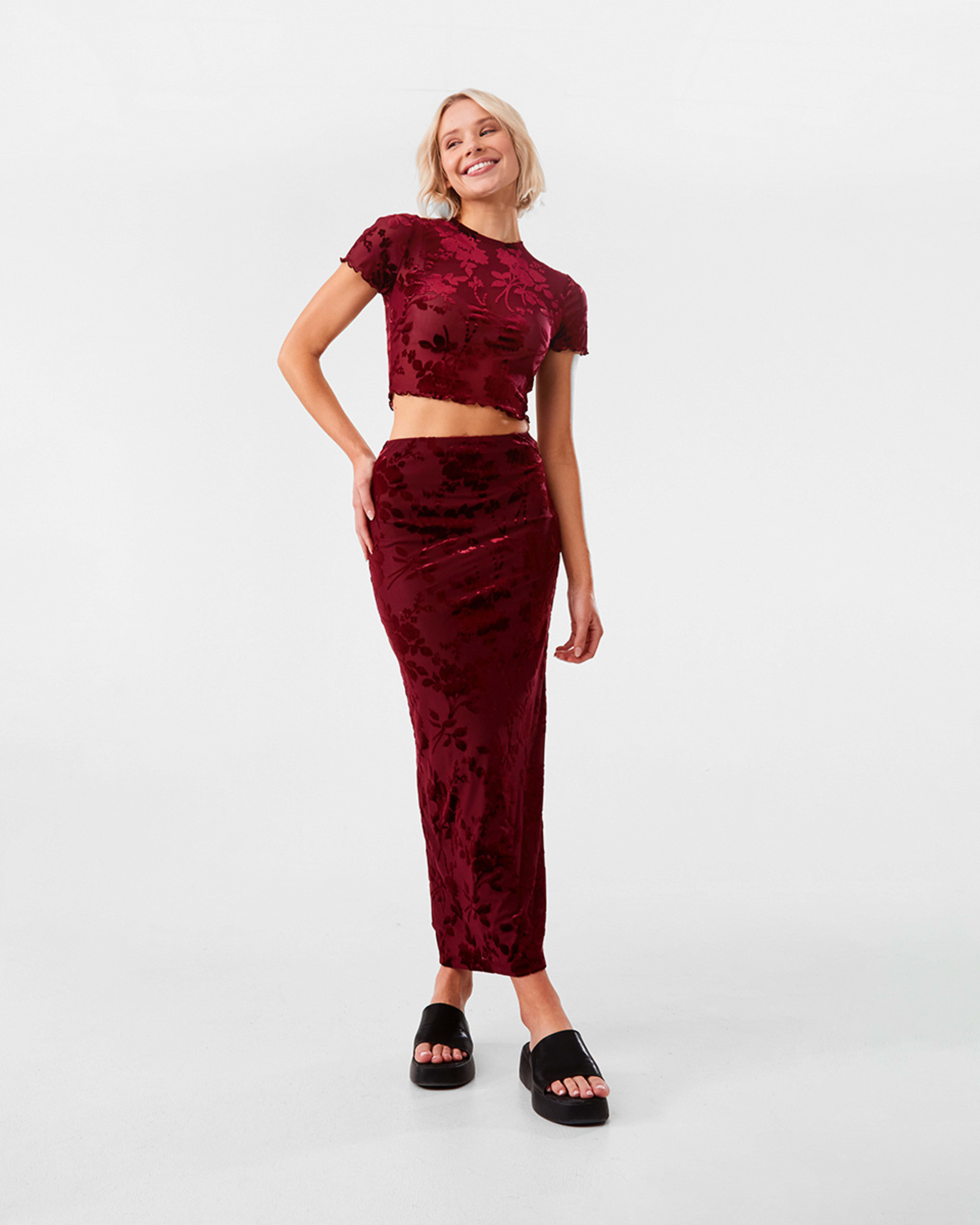 2 Burnout Maxi Skirt Cran Juice, 2 of 8