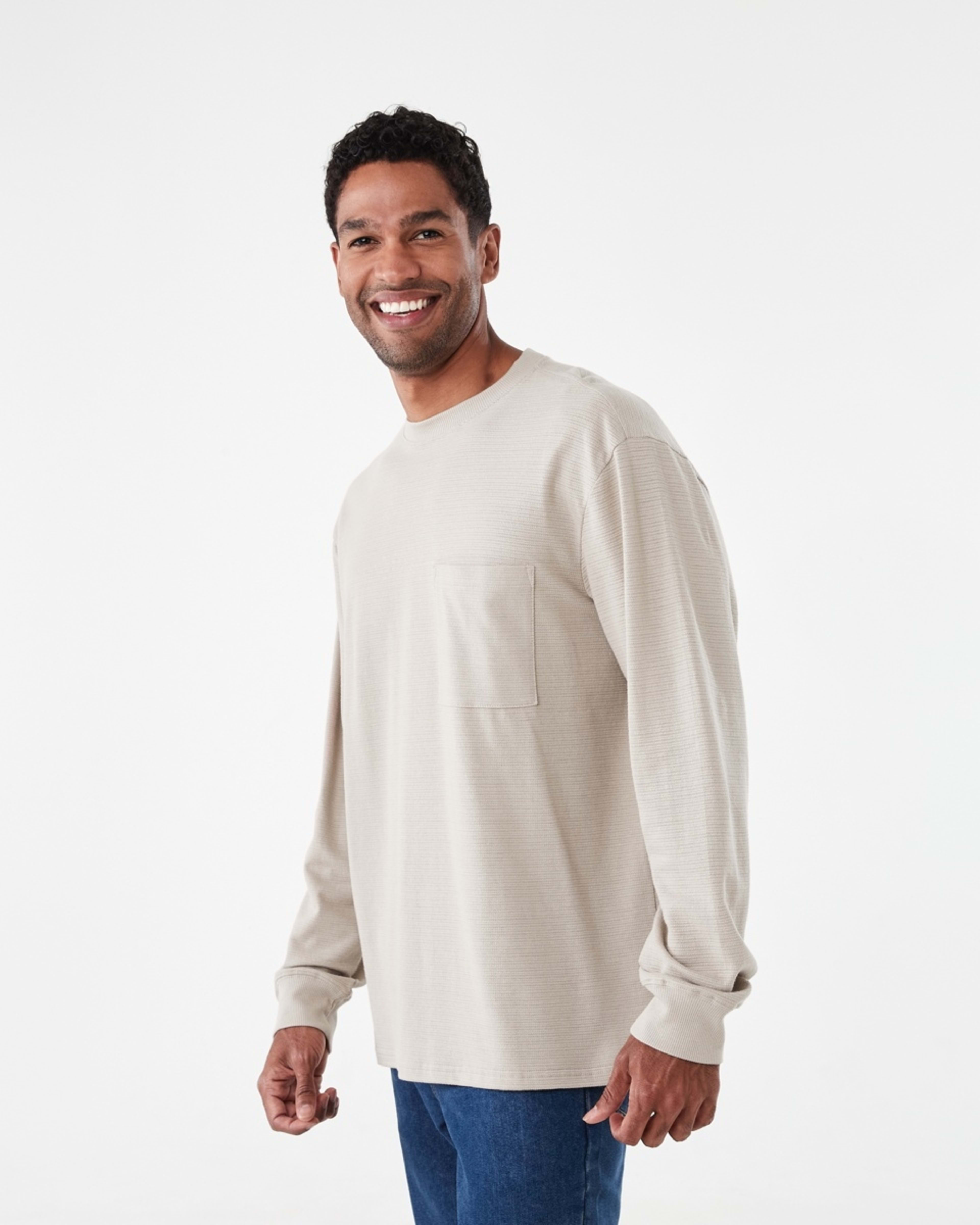 2 Long Sleeve Oversized Textured T-shirt Bge String, 2 of 5