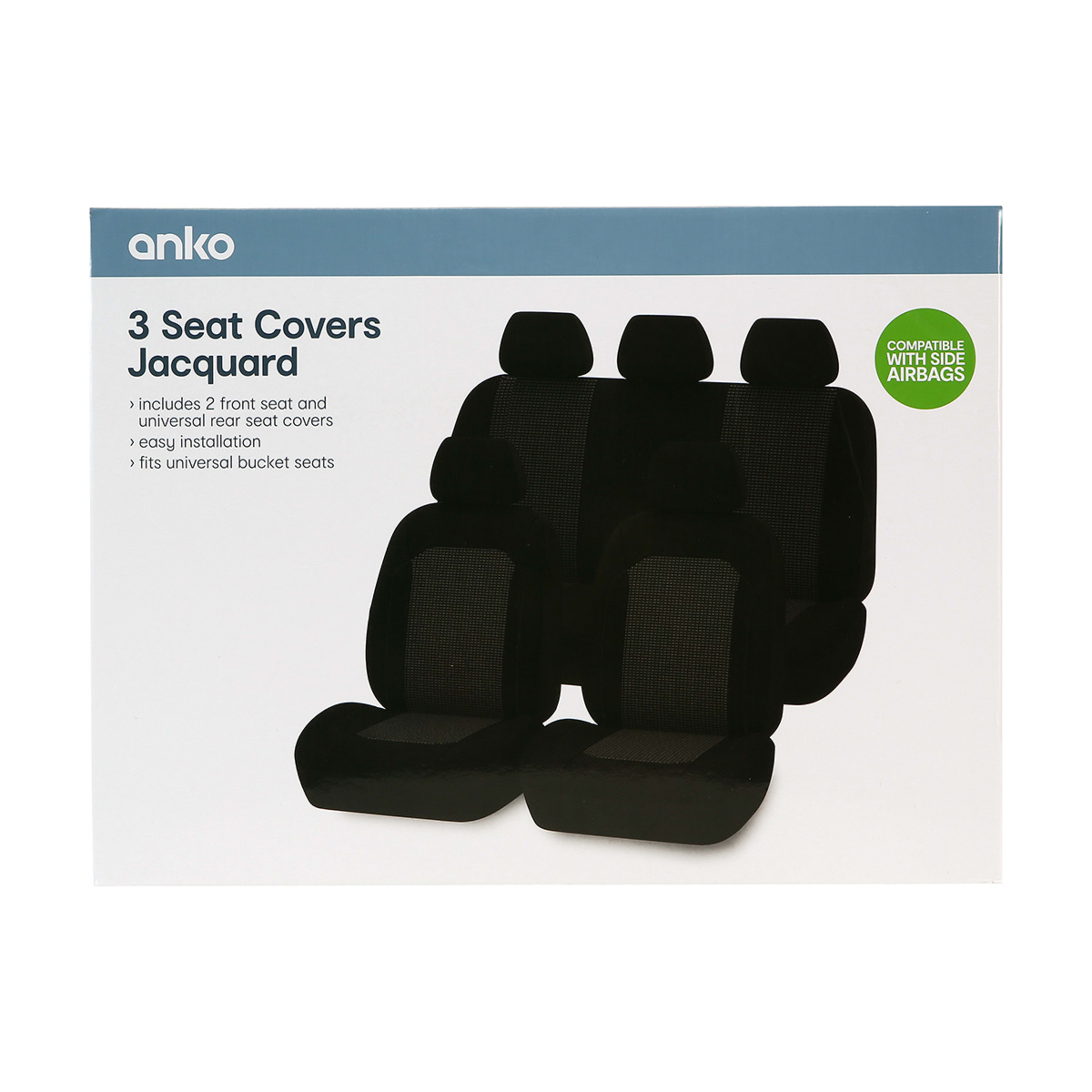 3 Pack Jacquard Seat Covers Black Kmart