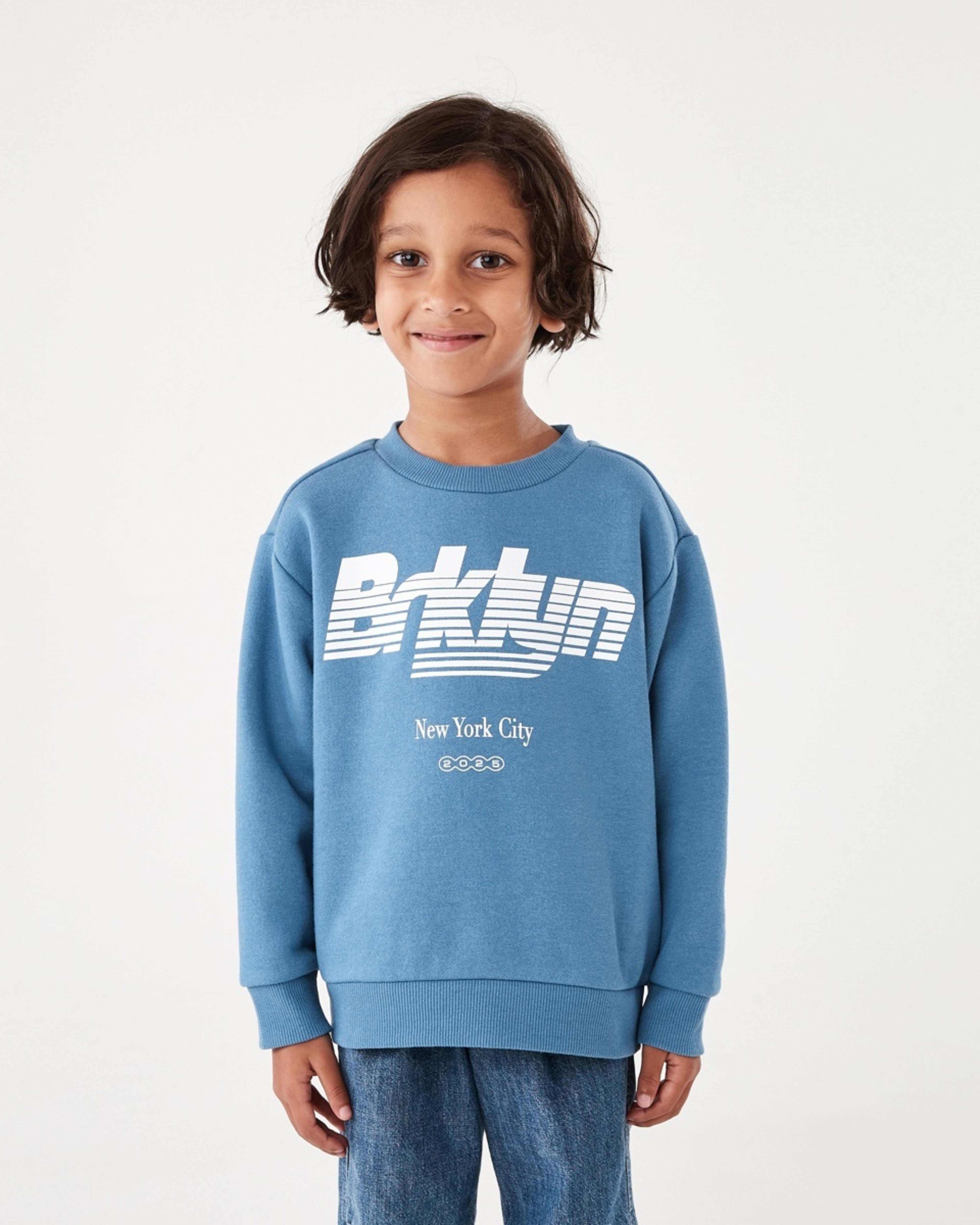 1 Print Crew Neck Sweatshirt Blu Brklyn, 1 of 8