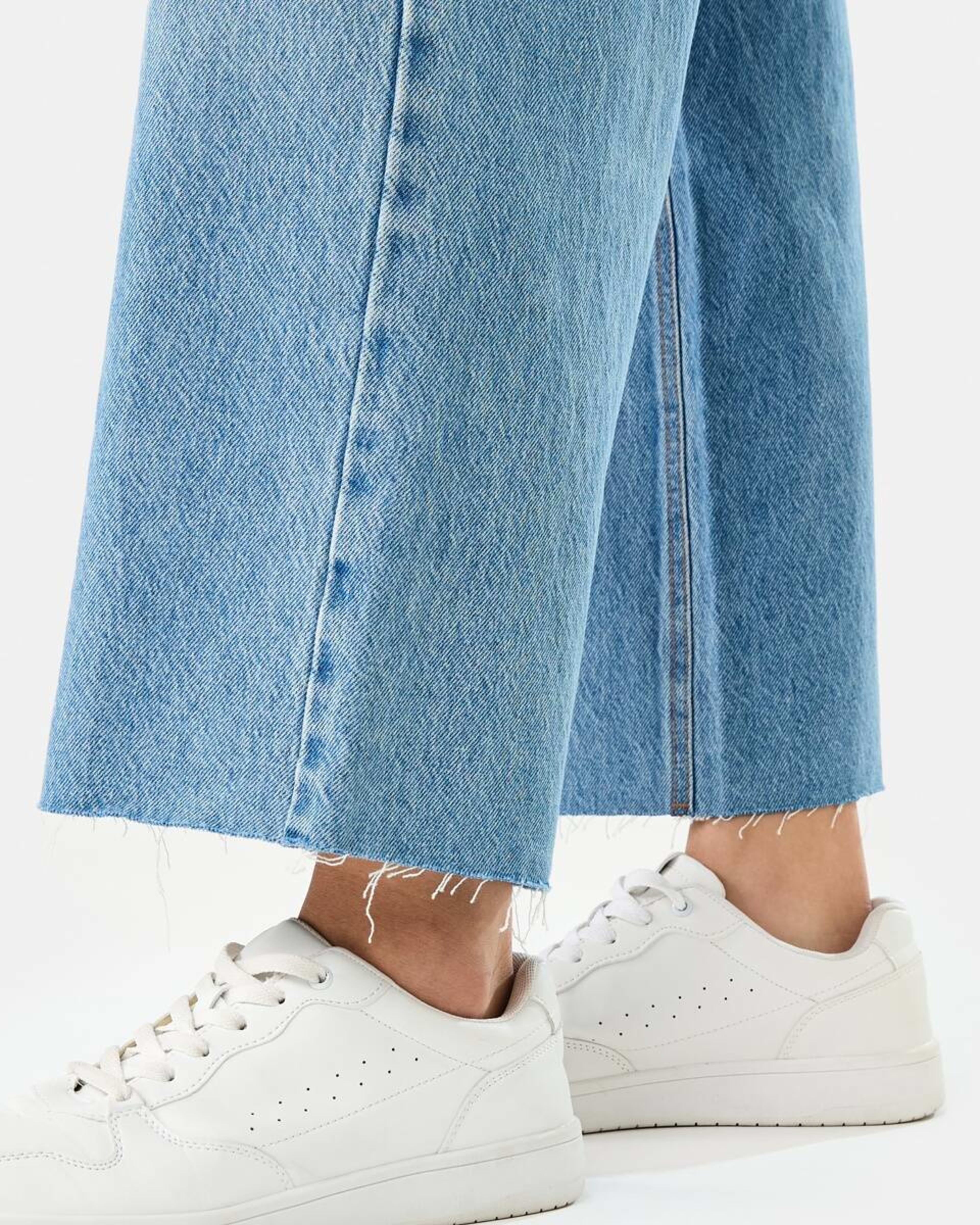7 Wide Leg Raw Hem Jeans MID WASH, 7 of 9