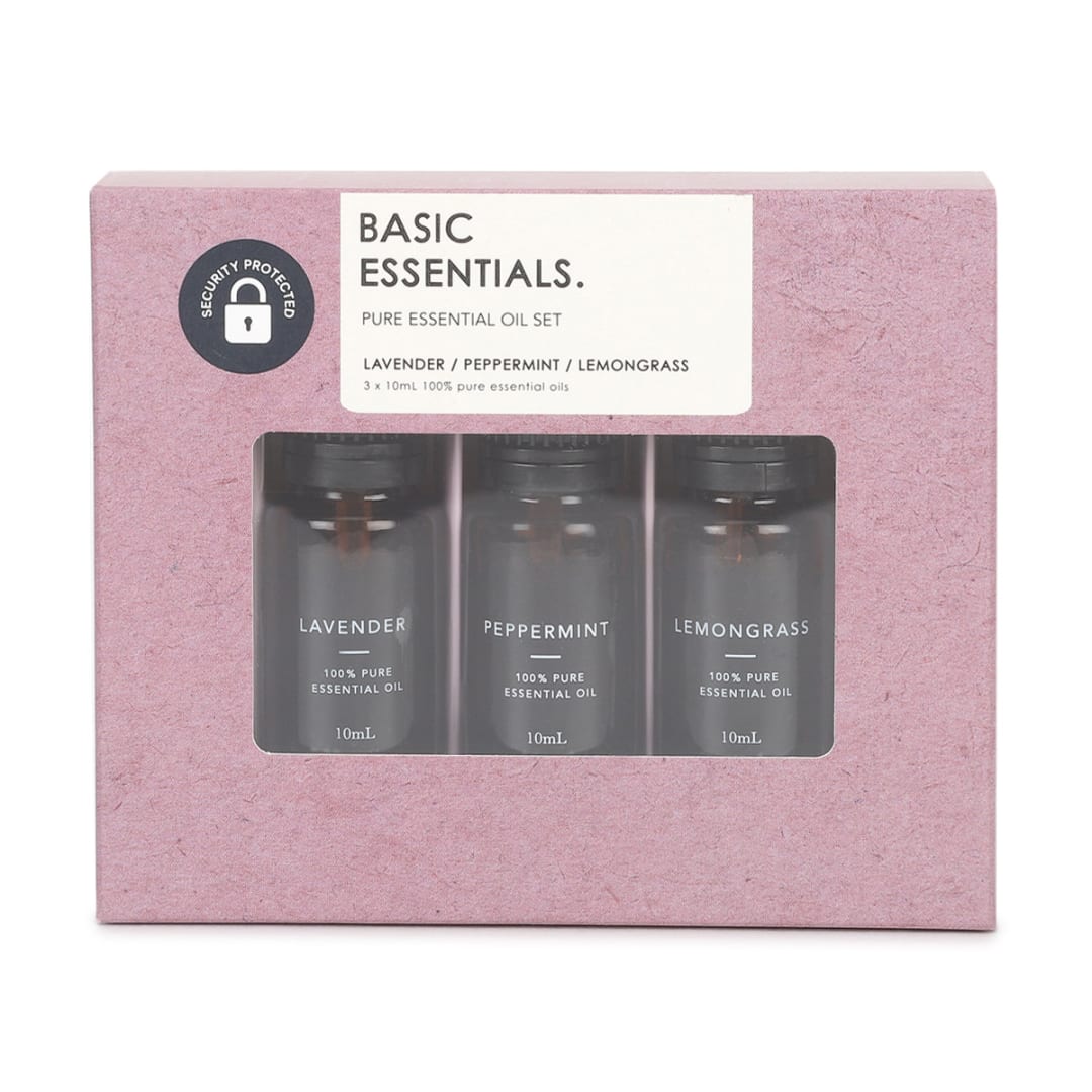 3 Pack Basic Essentials Pure Essential Oil Gift Set 30ml Kmart