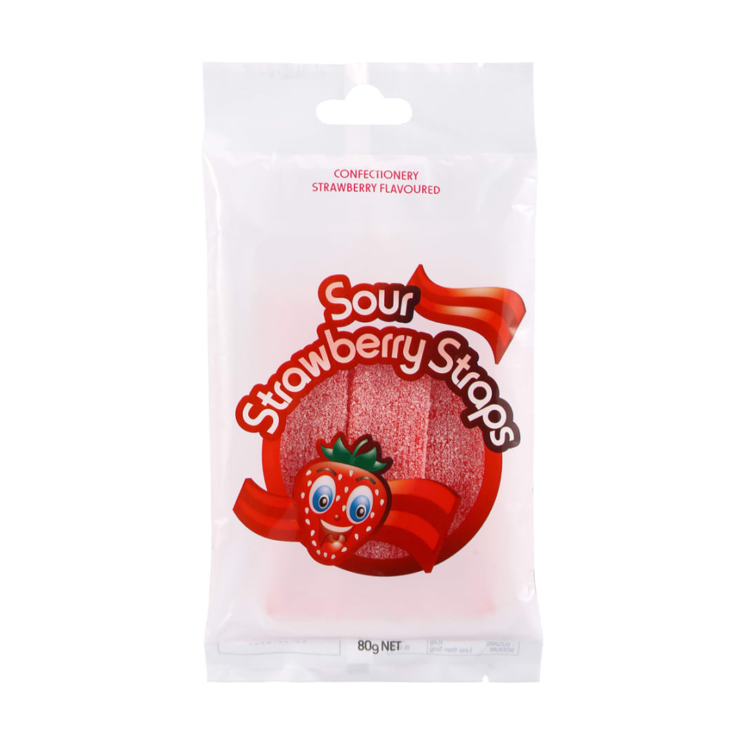 Sour Strawberry Straps 80g Kmart