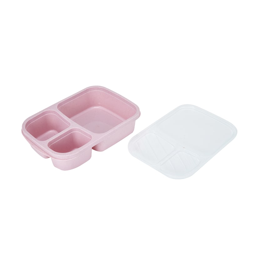 Pink Wheat Straw 3 Section Container Lunch Box Kmart