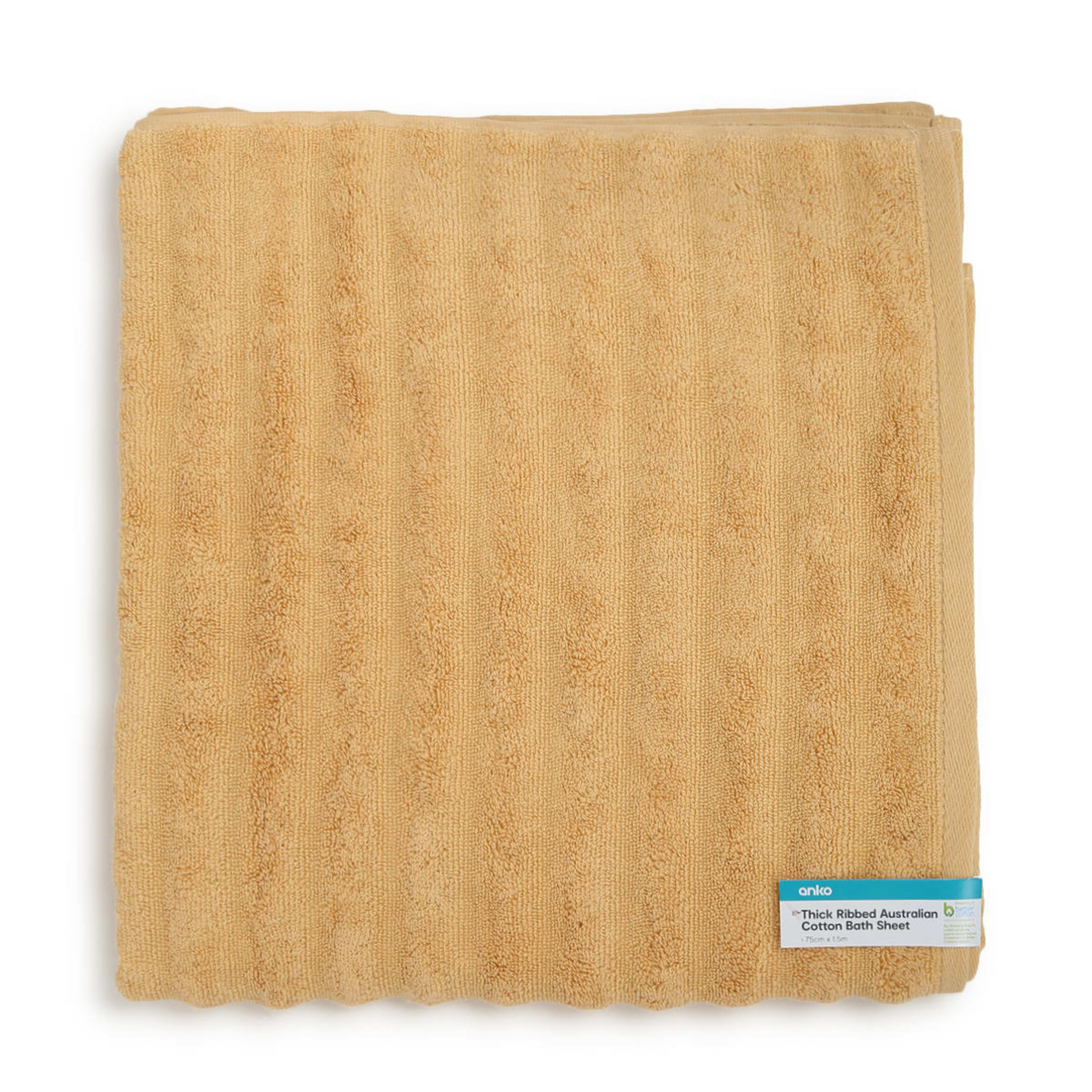 5 Thick Ribbed Australian Cotton Bath Sheet - Wheat, 5 of 5