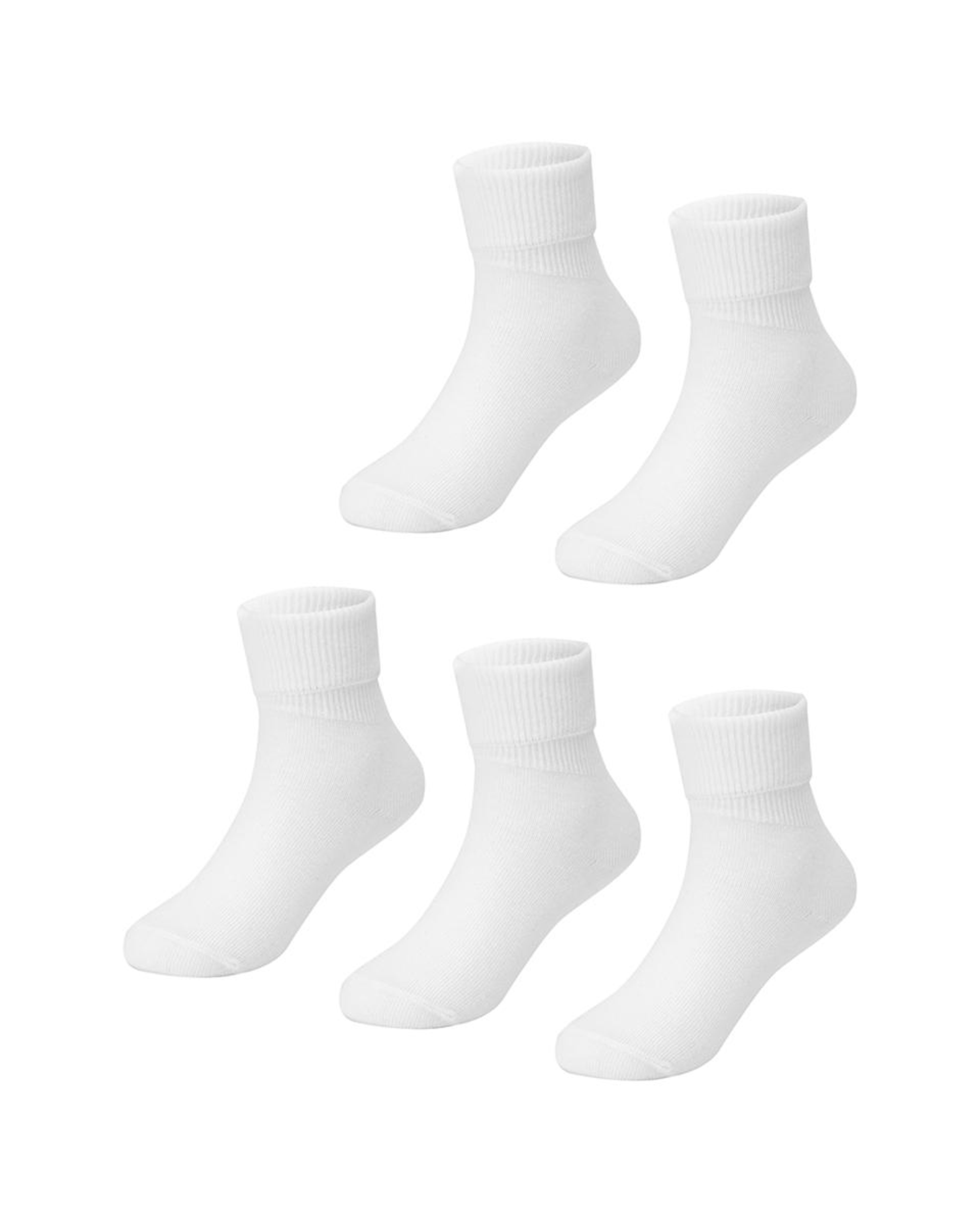 1 5 Pack School Turn Over Top Socks WHITE, 1 of 3