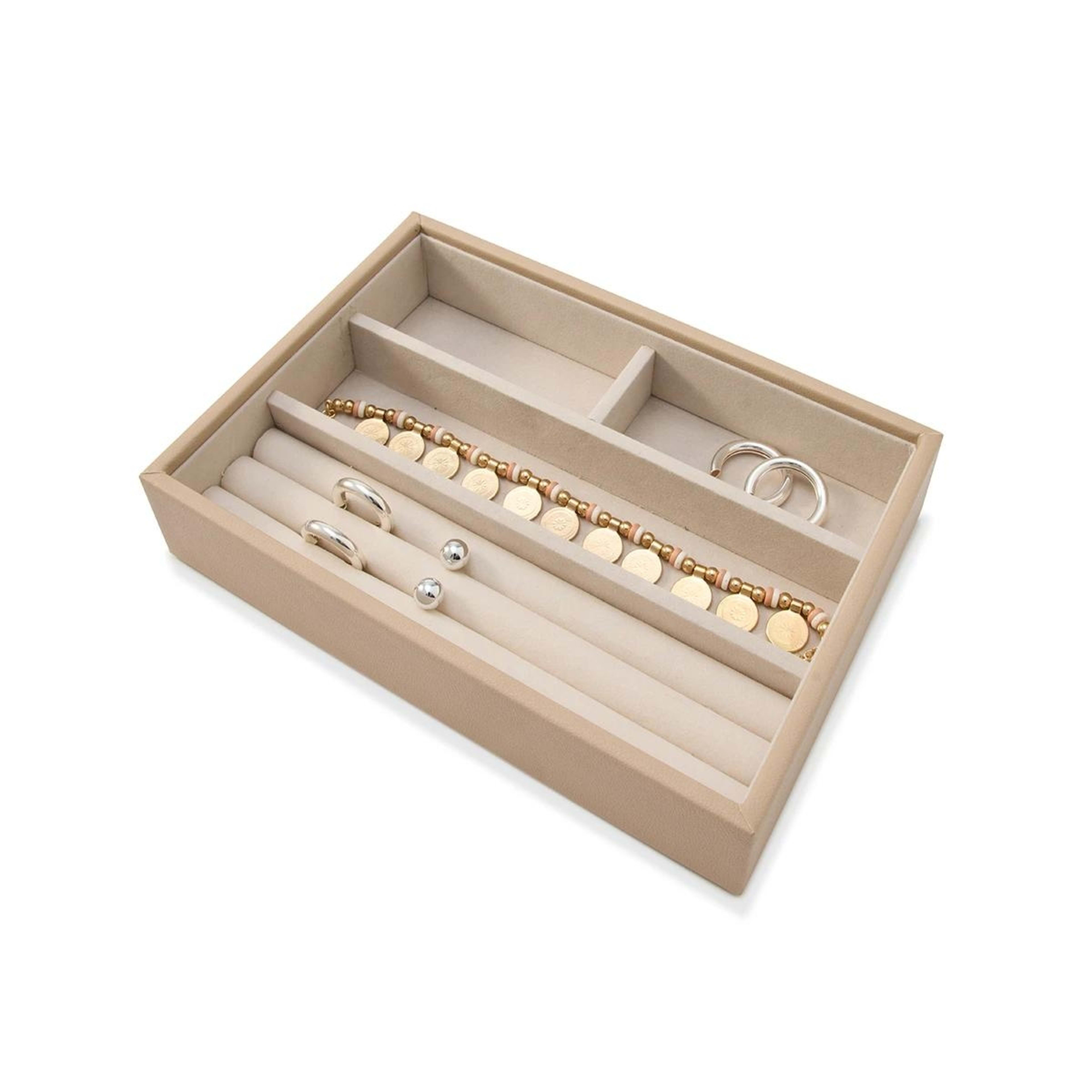1 4 Section Jewellery Tray - Taupe, 1 of 6