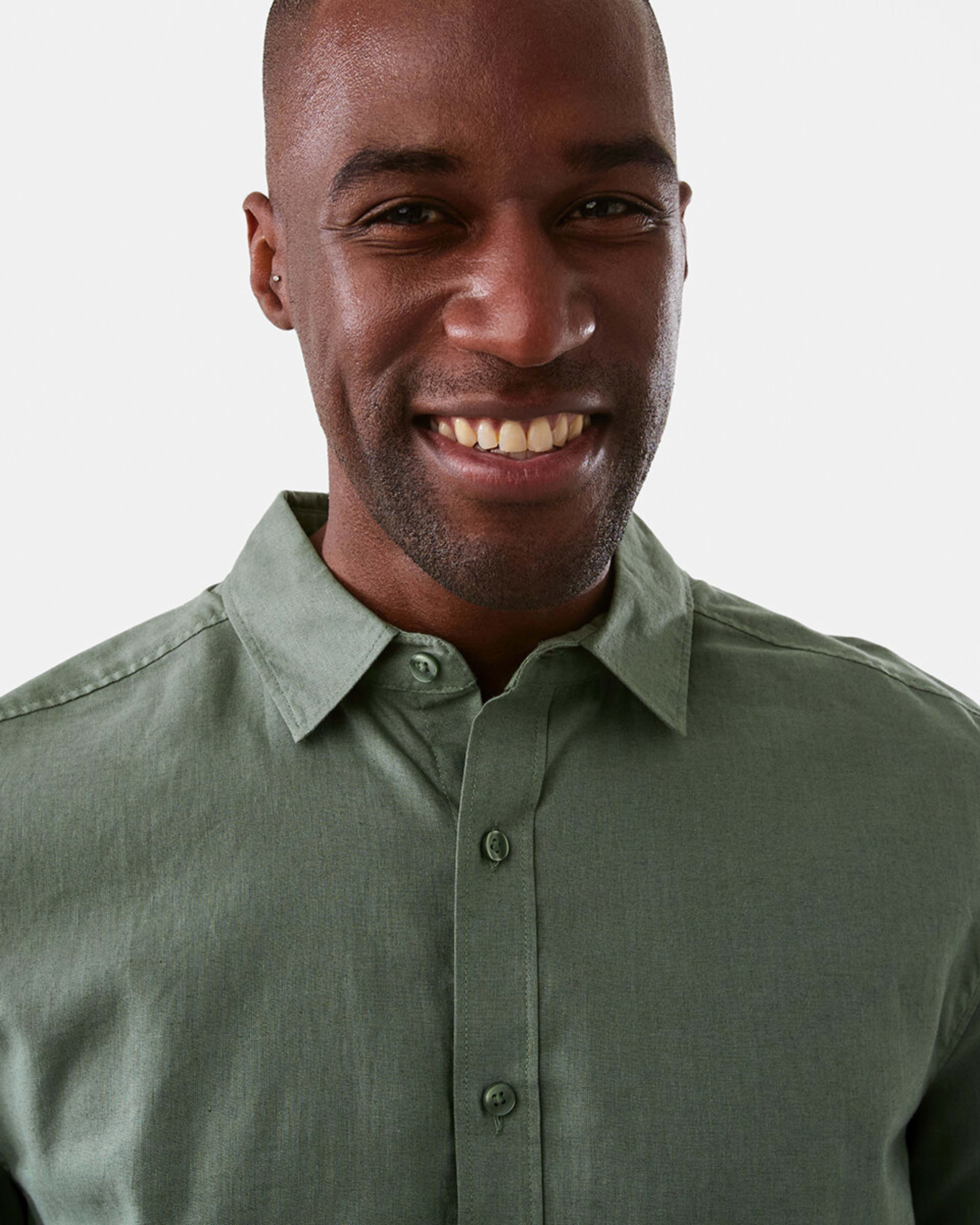 4 Long Sleeve Solid Linen Blend Shirt Grn Laurel, 4 of 8